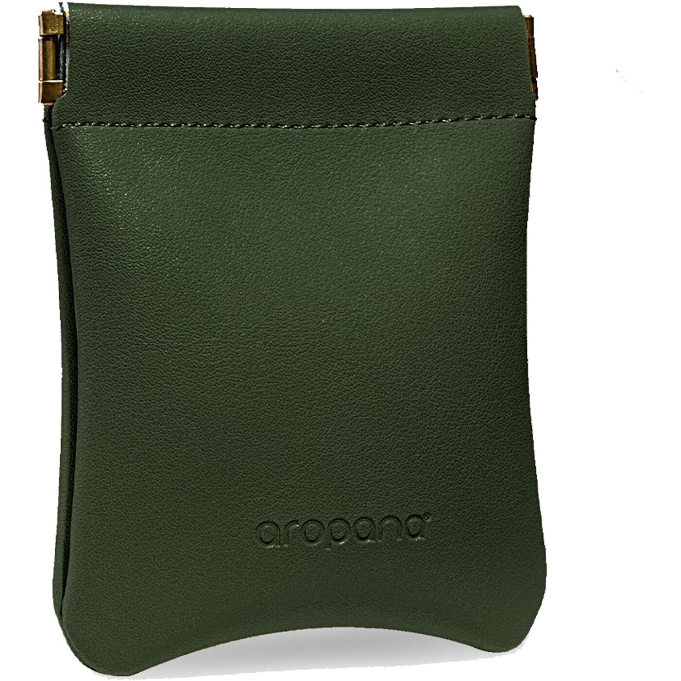 Aropana Self Closing Leather Pouch Portable Earphone AirPods Pouch Mini Storage Jewellery Bag Coin Card Holder for Men & Women (8.5CM  11CM) Deep Green