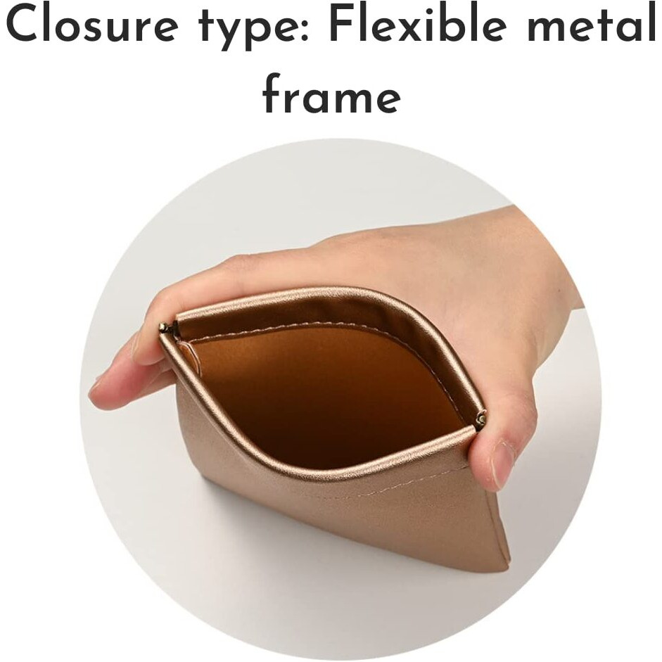 Aropana Self Closing Leather Purse Portable Earphone AirPods Pouch Mini Storage Jewellery Bag Coin Card Holder for Men & Women (11.5CM  11CM) Glitter Bronze