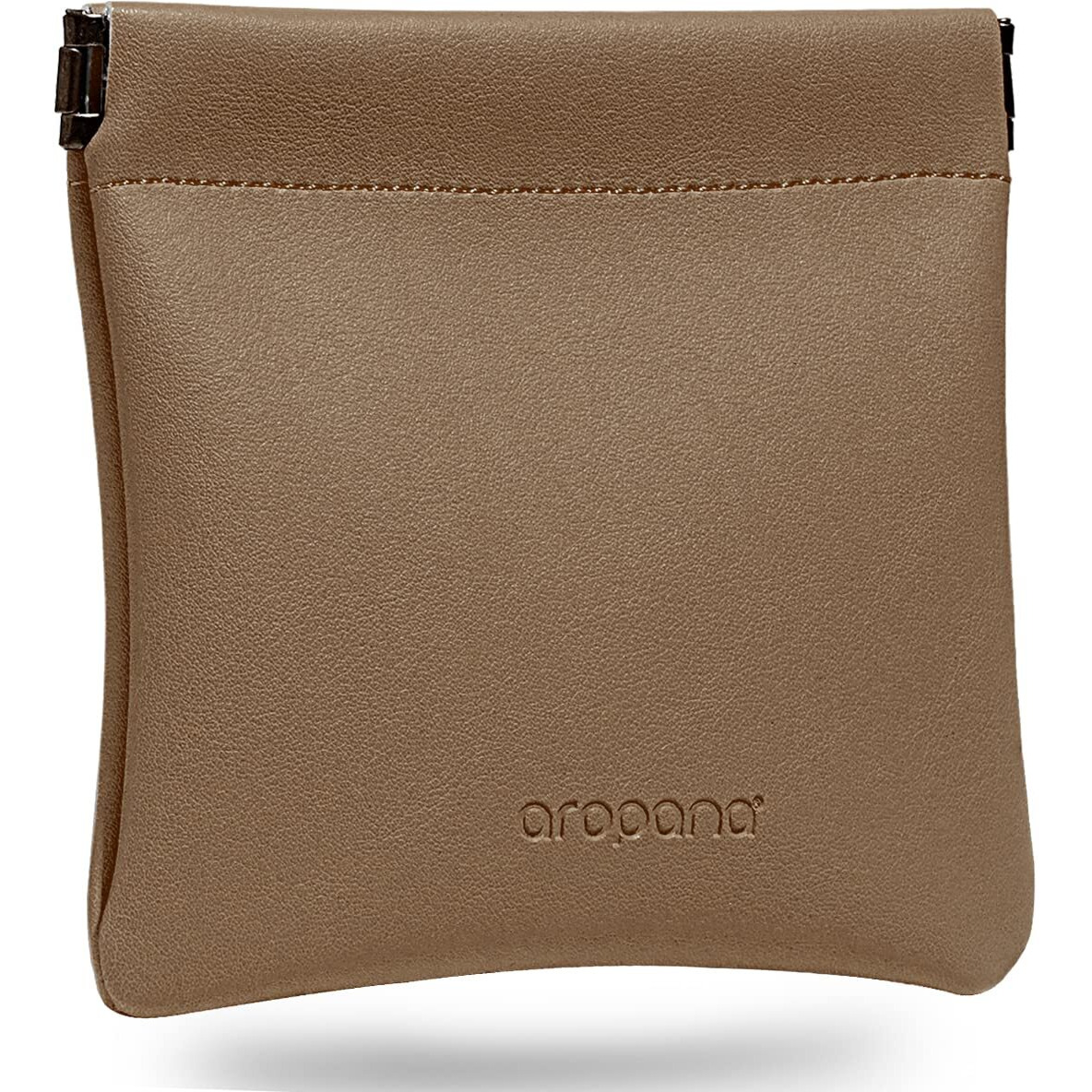 Aropana Self Closing Leather Purse Portable Earphone AirPods Pouch Mini Storage Jewellery Bag Coin Card Holder for Men & Women (11.5CM  11CM) Coffee Brown