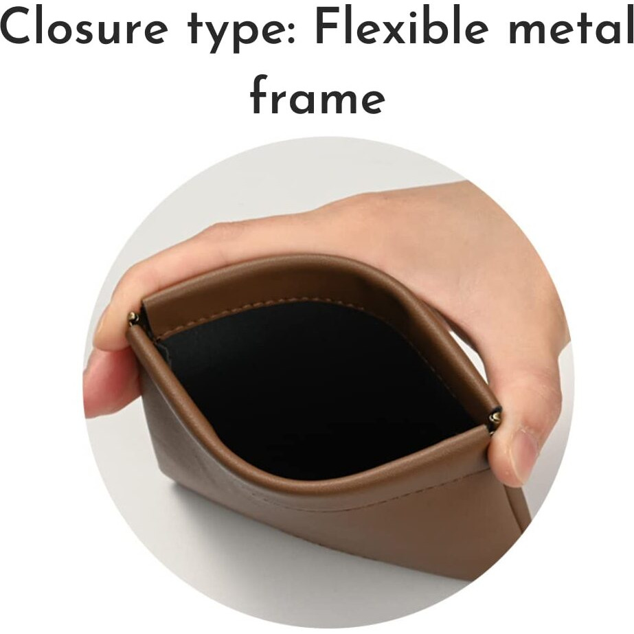 Aropana Self Closing Leather Purse Portable Earphone AirPods Pouch Mini Storage Jewellery Bag Coin Card Holder for Men & Women (11.5CM  11CM) Coffee Brown
