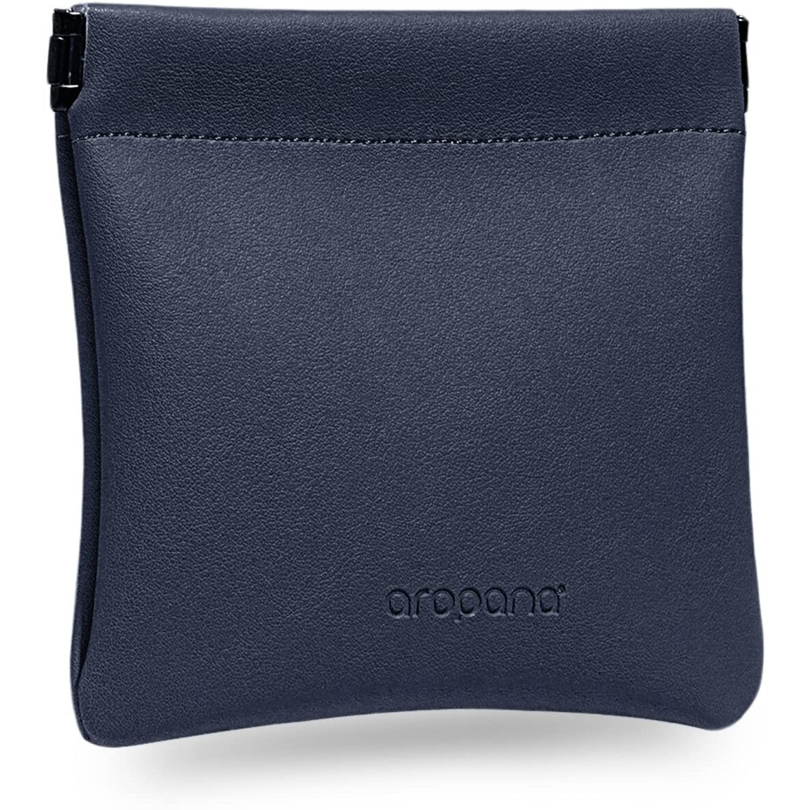 Aropana Self Closing Leather Purse Portable Earphone AirPods Pouch Mini Storage Jewellery Bag Coin Card Holder for Men & Women (11.5CM  11CM) Navy Blue
