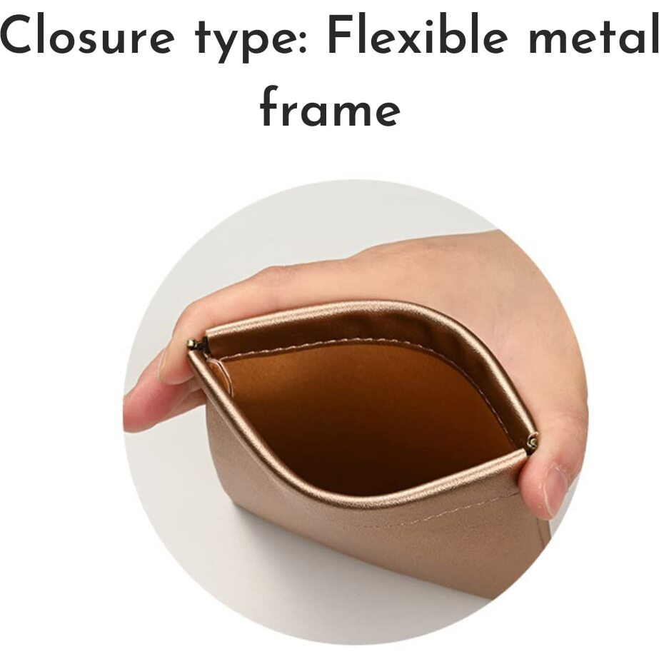 Aropana Self Closing Leather Purse Portable Earphone AirPods Pouch Mini Storage Jewellery Bag Coin Card Holder for Men & Women (11.5CM  11CM) Glitter Copper