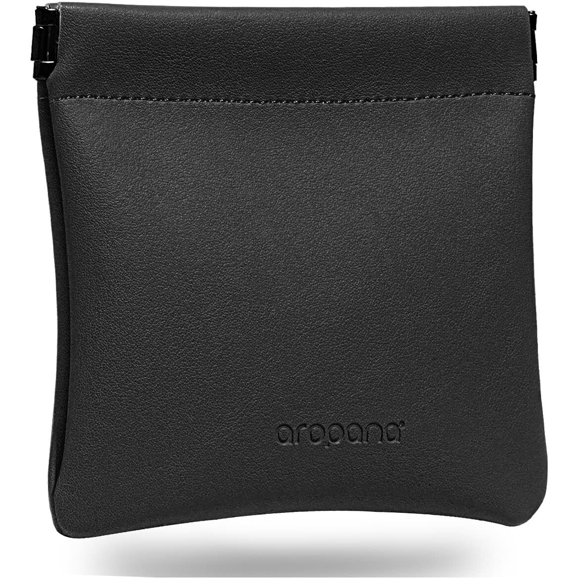 Aropana Self Closing Leather Purse Portable Earphone AirPods Pouch Mini Storage Jewellery Bag Coin Card Holder for Men & Women (11.5CM  11CM) Black