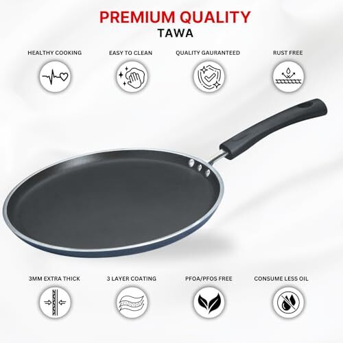 Vinod Zest Aluminium Non Stick Dosa Omni Tawa - 30cm | 3mm Extra Thick | 3 Layer Ceramic Coat | Bakelite Handle | Toxin Free | Gas Base - 1 Year Warranty