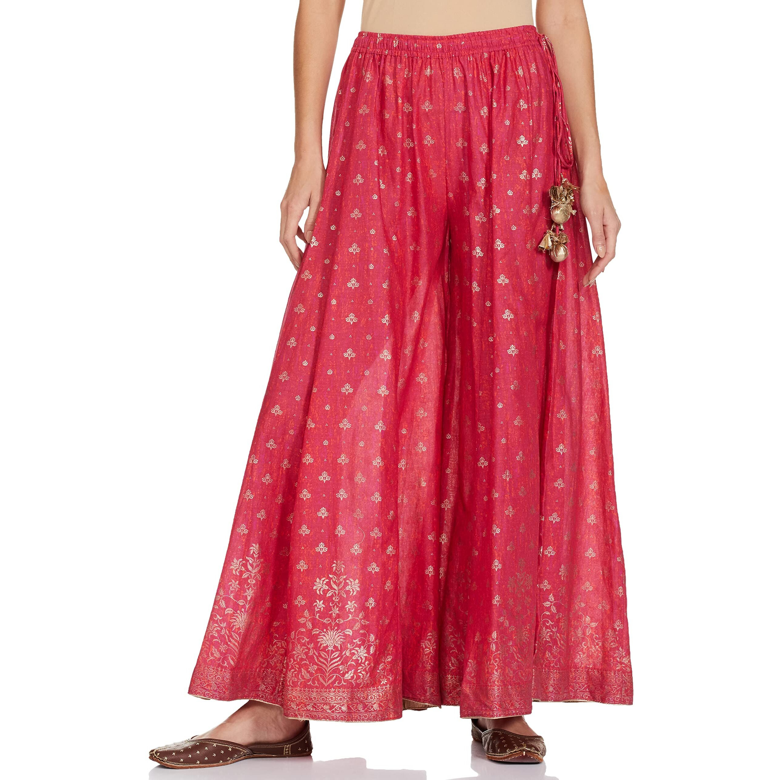 BIBA WOMEN PRINTED STRAIGHT SALWAR KURTA DUPATTA(SKDSUMMER G7827_FUCHSIA_38)