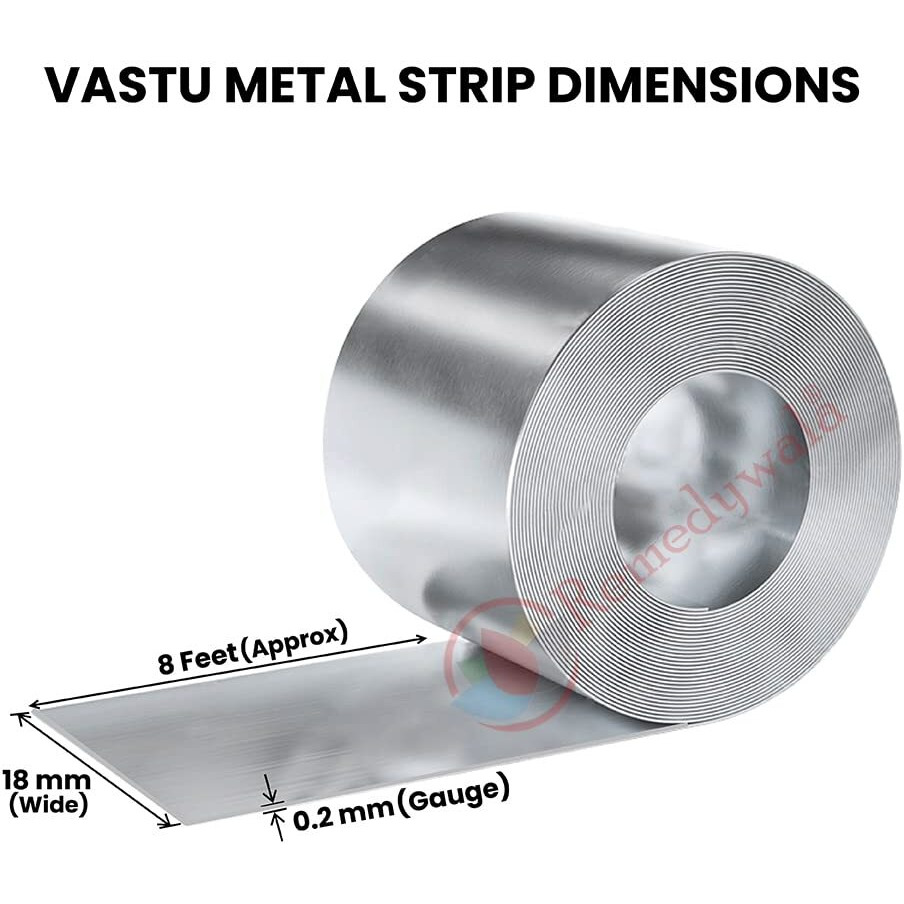 Remedywala Vastu Stainless Steel and Iron Strip Combo (8 Feet 18mm Width, 0.2 mm Gauge, Stainless Steel vastu Strip, Iron vastu Strip, 2 Pieces)
