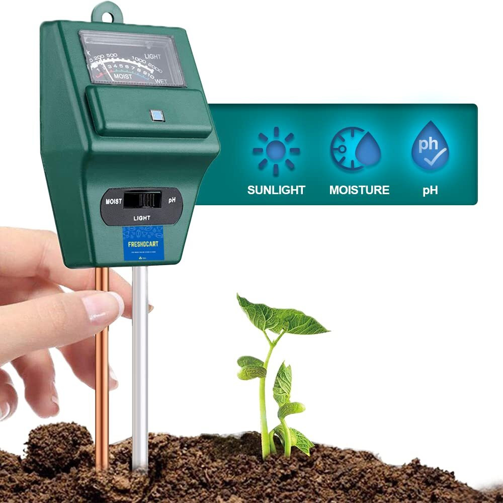 FreshDcart Solar pH Meter for Soil Testing - New 3 in 1 Soil Moisture Sensor, Soil pH Meter for Agriculture & Solar Light Meter, Moisture Meter for Plants, Acidity Tester