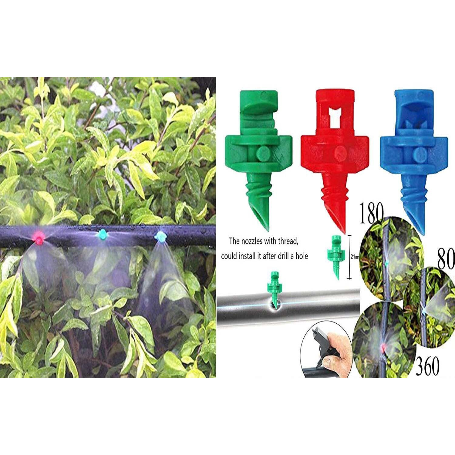 APPSTER (50pcs) Sprinkler 180 Degree Refraction Watering Sprayer Misting Nozzle Irrigation System for Plants, Garden Lawn, Greenhouse & Agriculture - 50 Pcs