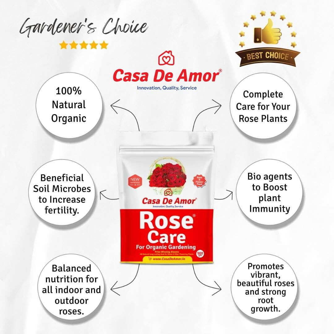Casa De Amor Rose Care Organic Essential Plant Food for Rose Plants (900 Gram)