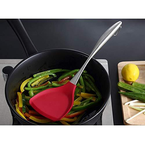 CARTBURG Silicone Non-Stick Spatula Fish Turner with Stainless Steel Metal Handle, Non-Stick Rubber Kitchen Utensil for Fish, Eggs, Heat Resistant Silicone Utensils Turner for Kitchen Cooking(Multicolour)