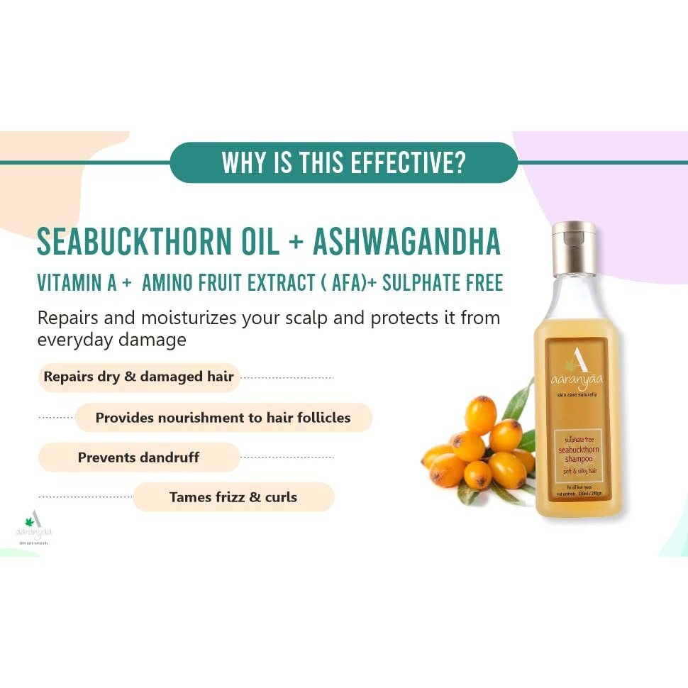 Aaranyaa Seabuckthorn Oil Shampoo (250ml) Anti Hair Fall Shampoo, Cleanser for Controlling Dandruff, Damage & Weak Hair, Paraben & Sulphate-Free