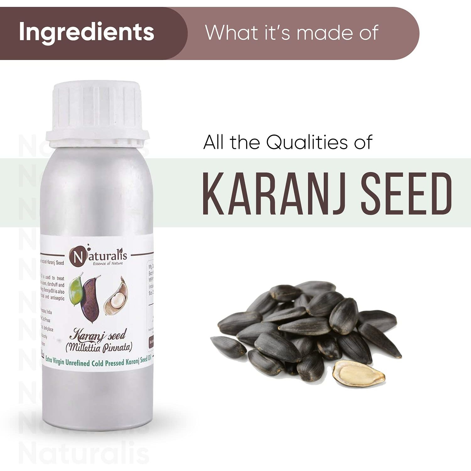 Naturalis Essence of Nature Extra Virgin Unrefined Cold Pressed Karanj Seed Oil for Skin - 250ml