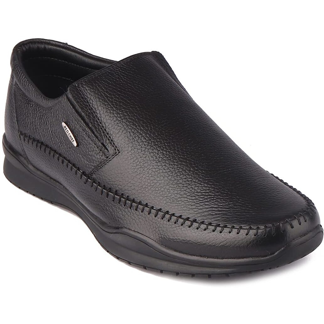 Red Chief Black Leather Formal Slip on Shoes for Men