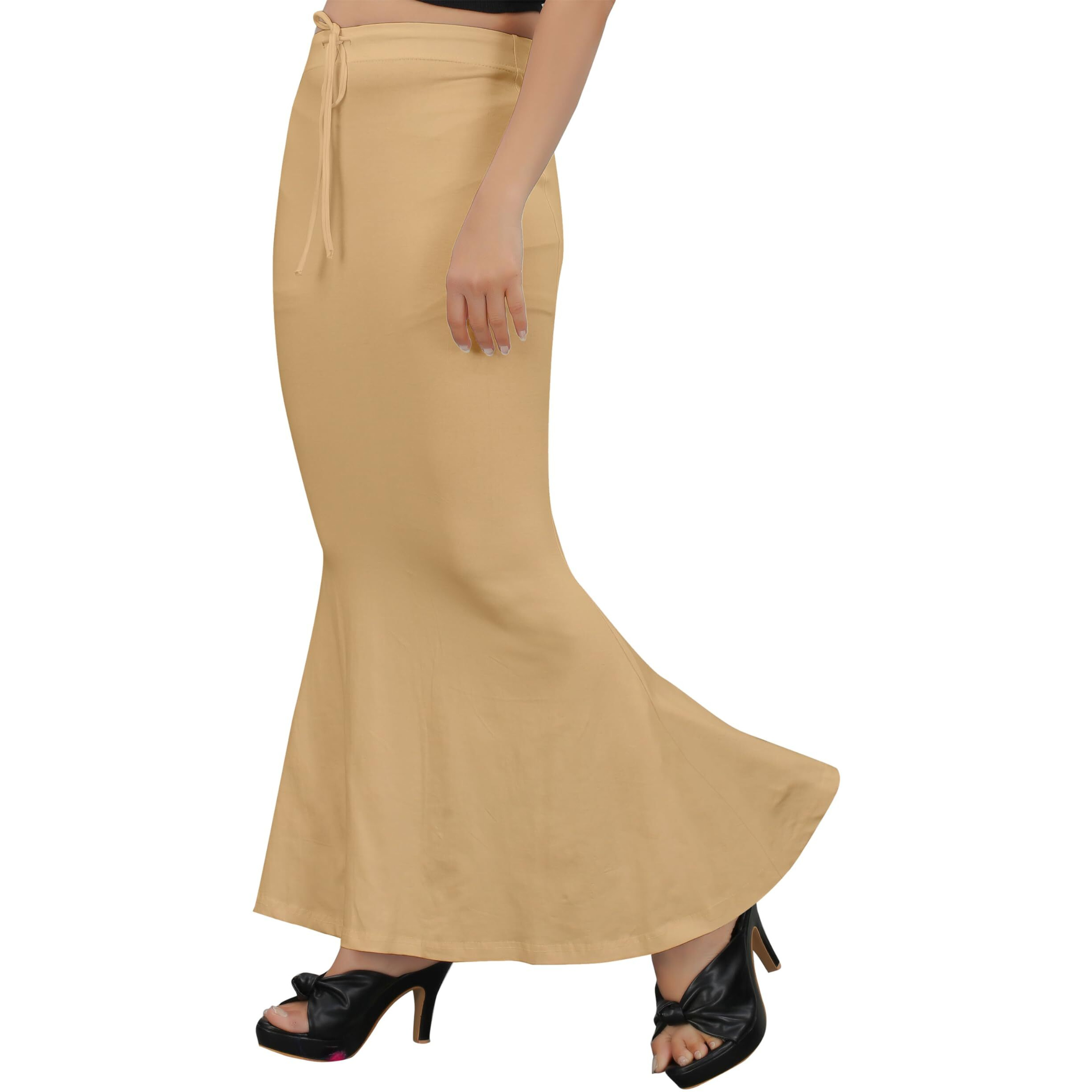 KASHIKAY CREATION Cotton Lycra Saree Shapewear Petticoat for Women, Stretchable Saree Shaper Petticoat Inskirt, Shape wear Dress for Saree, Skirts (Medium, Beige)
