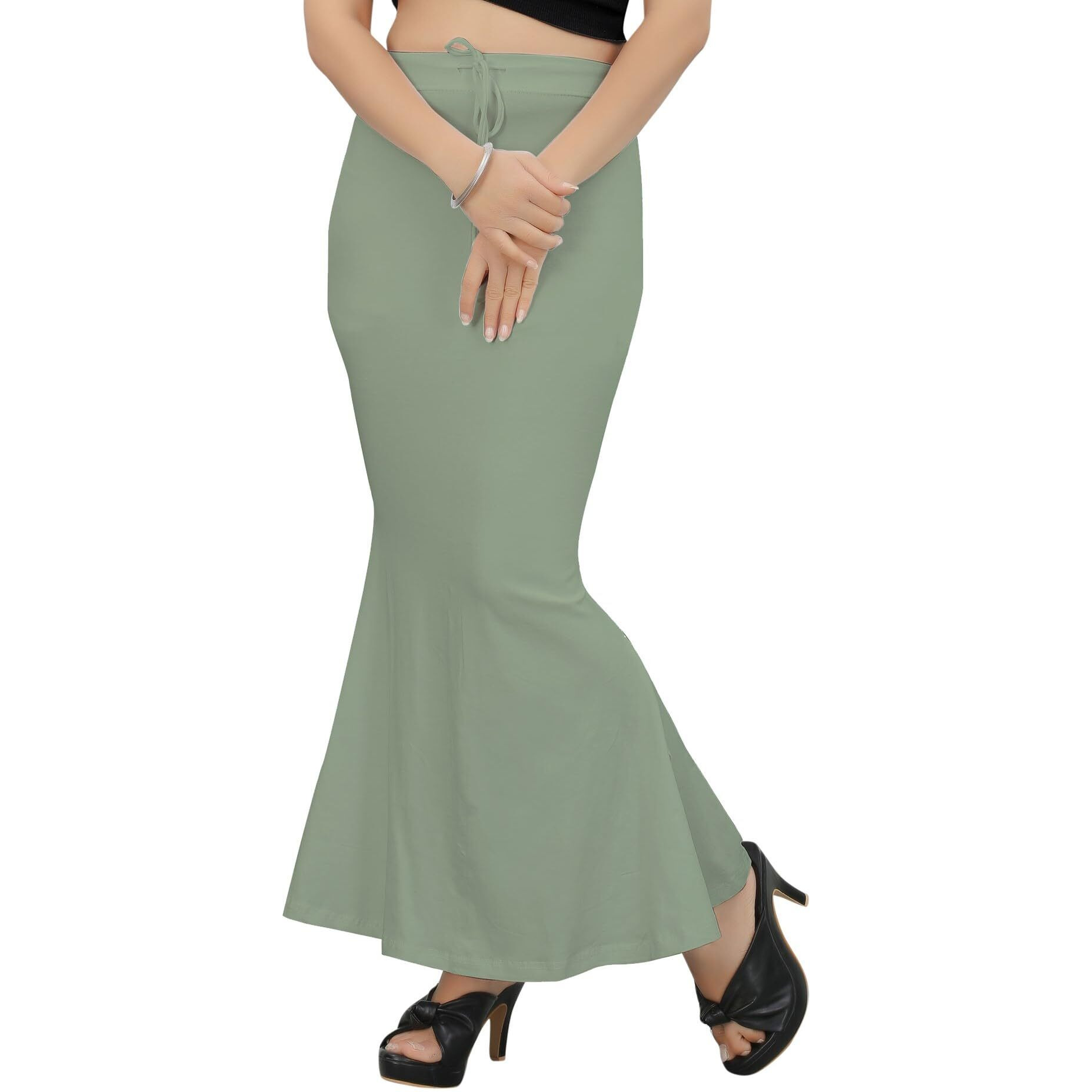 KASHIKAY CREATION Cotton Lycra Saree Shapewear Petticoat for Women, Stretchable Saree Shaper Petticoat Inskirt, Shape wear Dress for Saree, Skirts (X-Large, Pista)