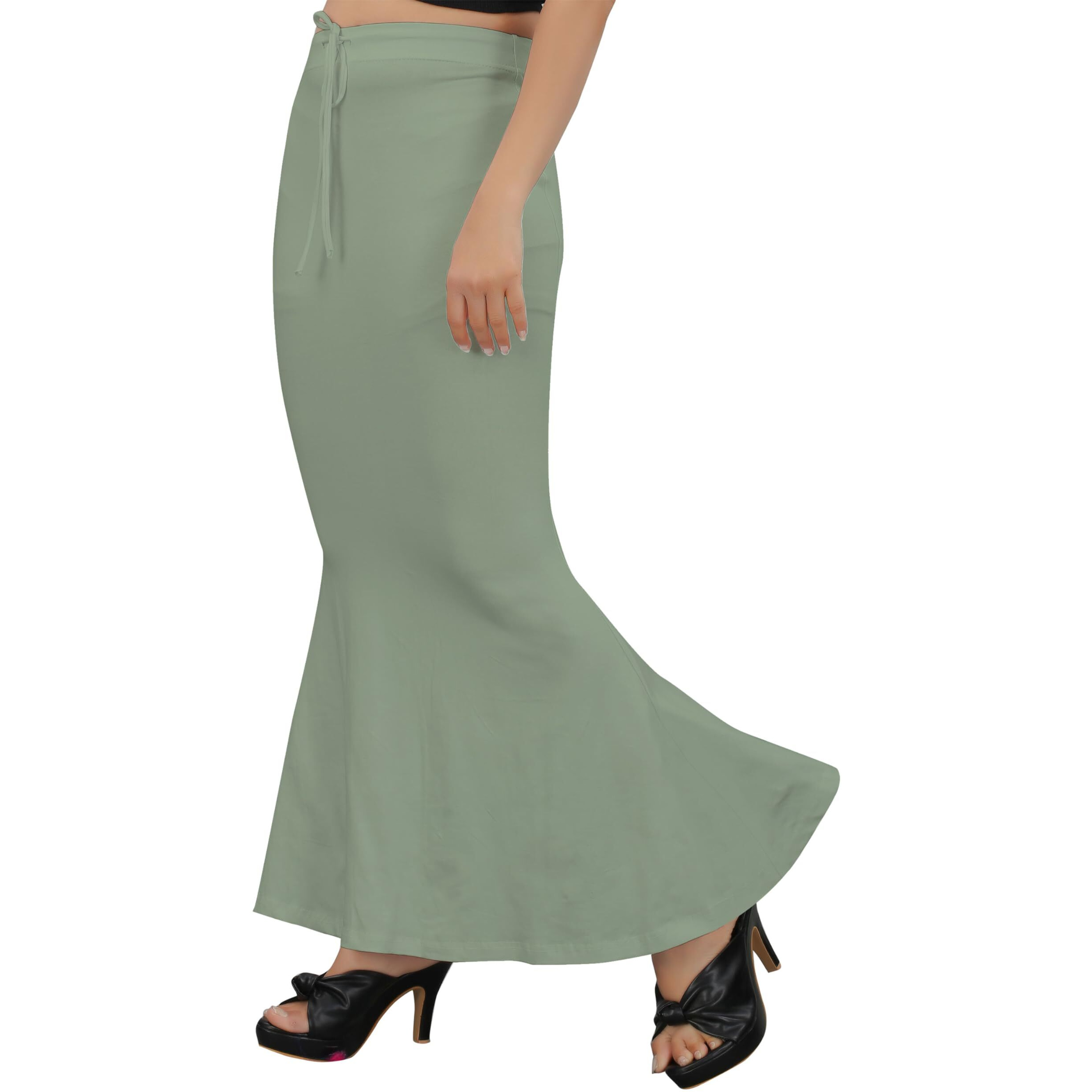 KASHIKAY CREATION Cotton Lycra Saree Shapewear Petticoat for Women, Stretchable Saree Shaper Petticoat Inskirt, Shape wear Dress for Saree, Skirts (X-Large, Pista)