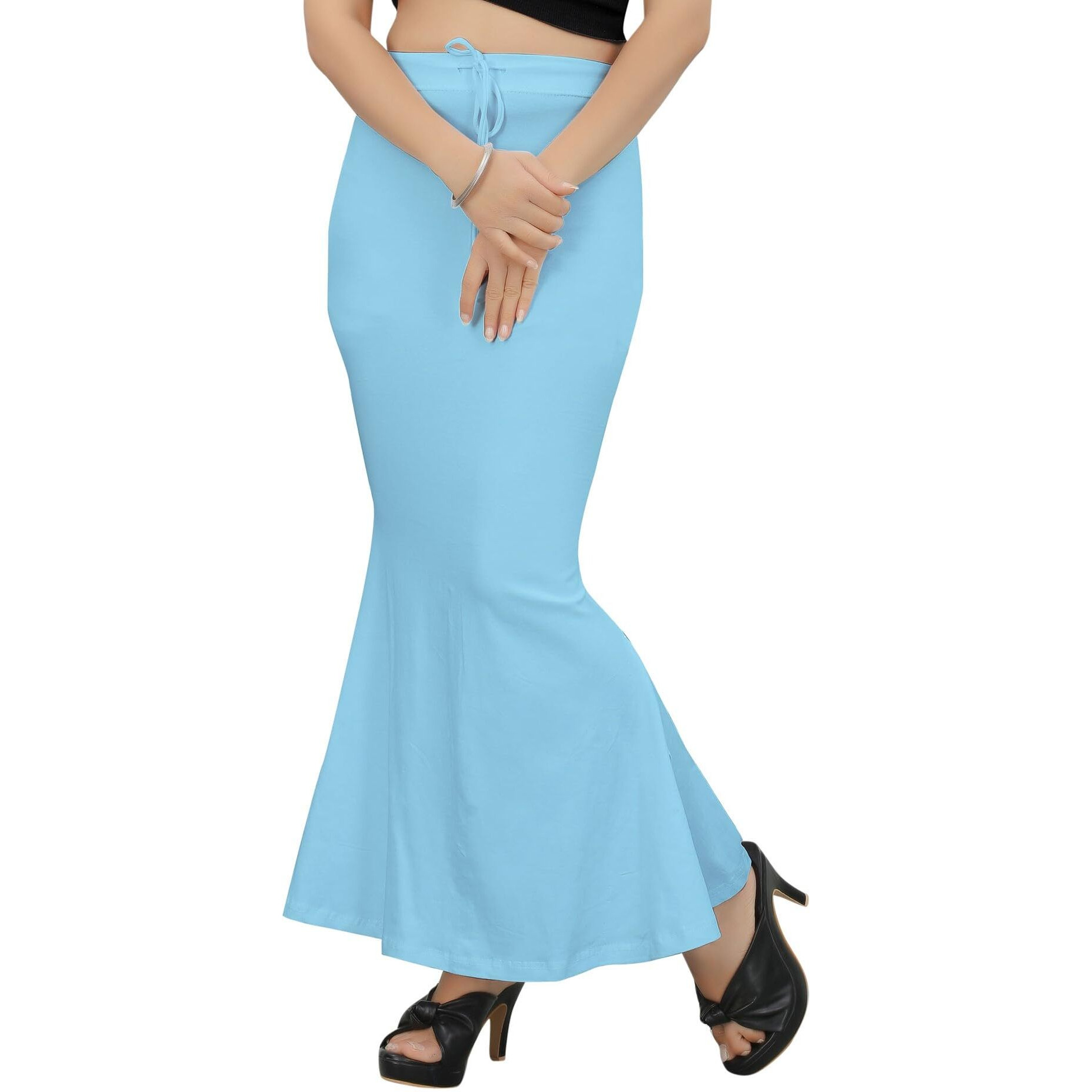 KASHIKAY CREATION Cotton Lycra Saree Shapewear Petticoat for Women, Stretchable Saree Shaper Petticoat Inskirt, Shape wear Dress for Saree, Skirts (XX-Large, Sky Blue)