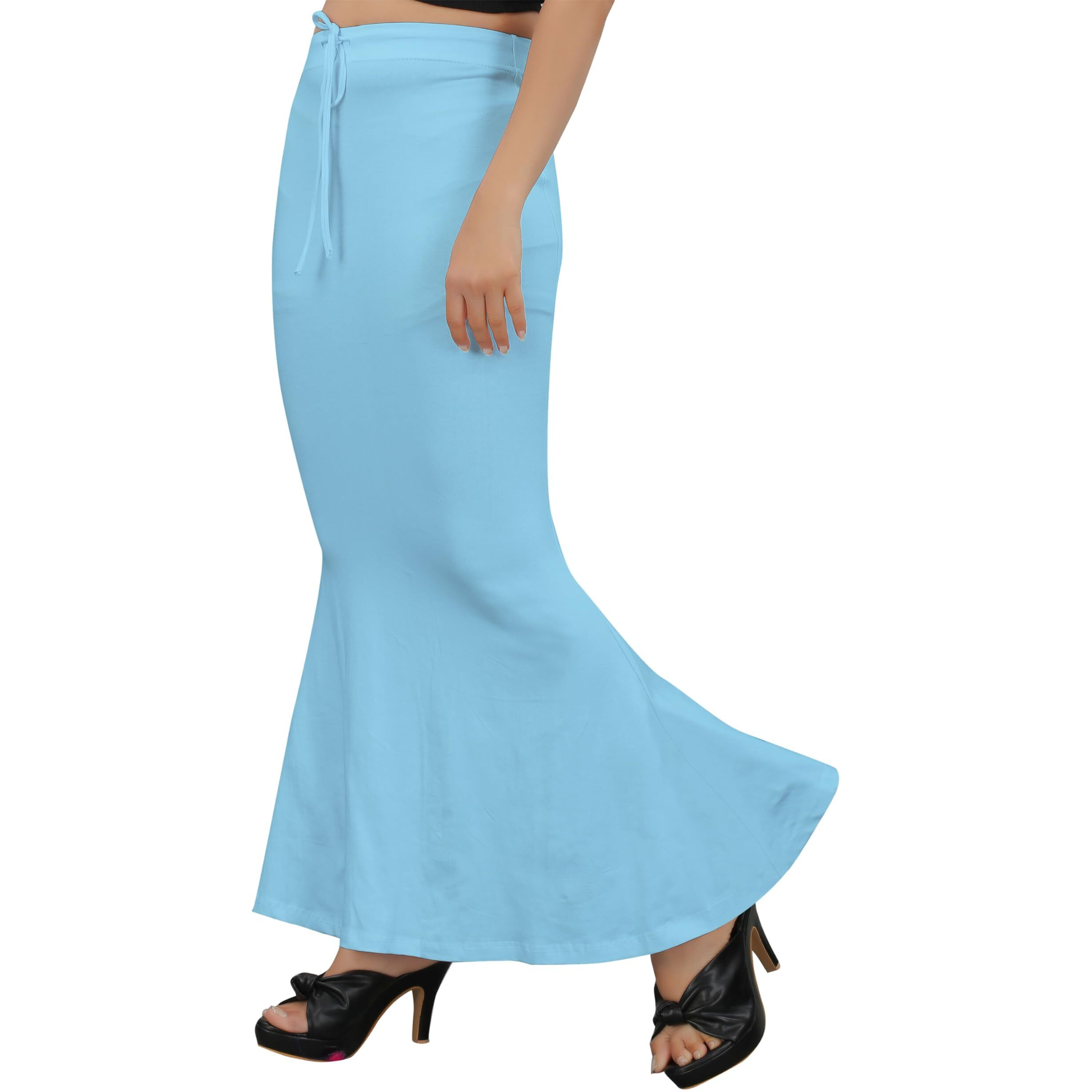 KASHIKAY CREATION Cotton Lycra Saree Shapewear Petticoat for Women, Stretchable Saree Shaper Petticoat Inskirt, Shape wear Dress for Saree, Skirts (XX-Large, Sky Blue)