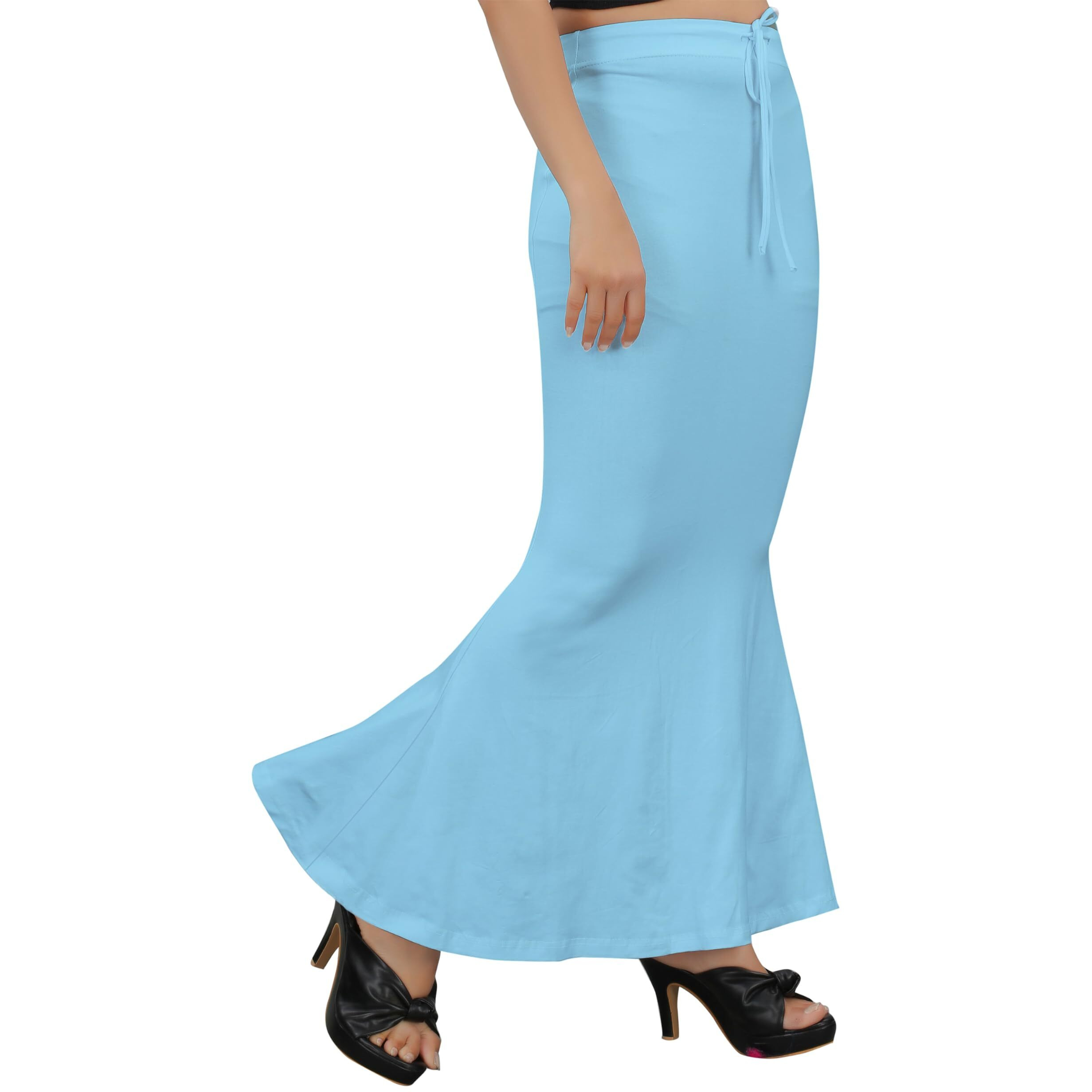 KASHIKAY CREATION Cotton Lycra Saree Shapewear Petticoat for Women, Stretchable Saree Shaper Petticoat Inskirt, Shape wear Dress for Saree, Skirts (XX-Large, Sky Blue)