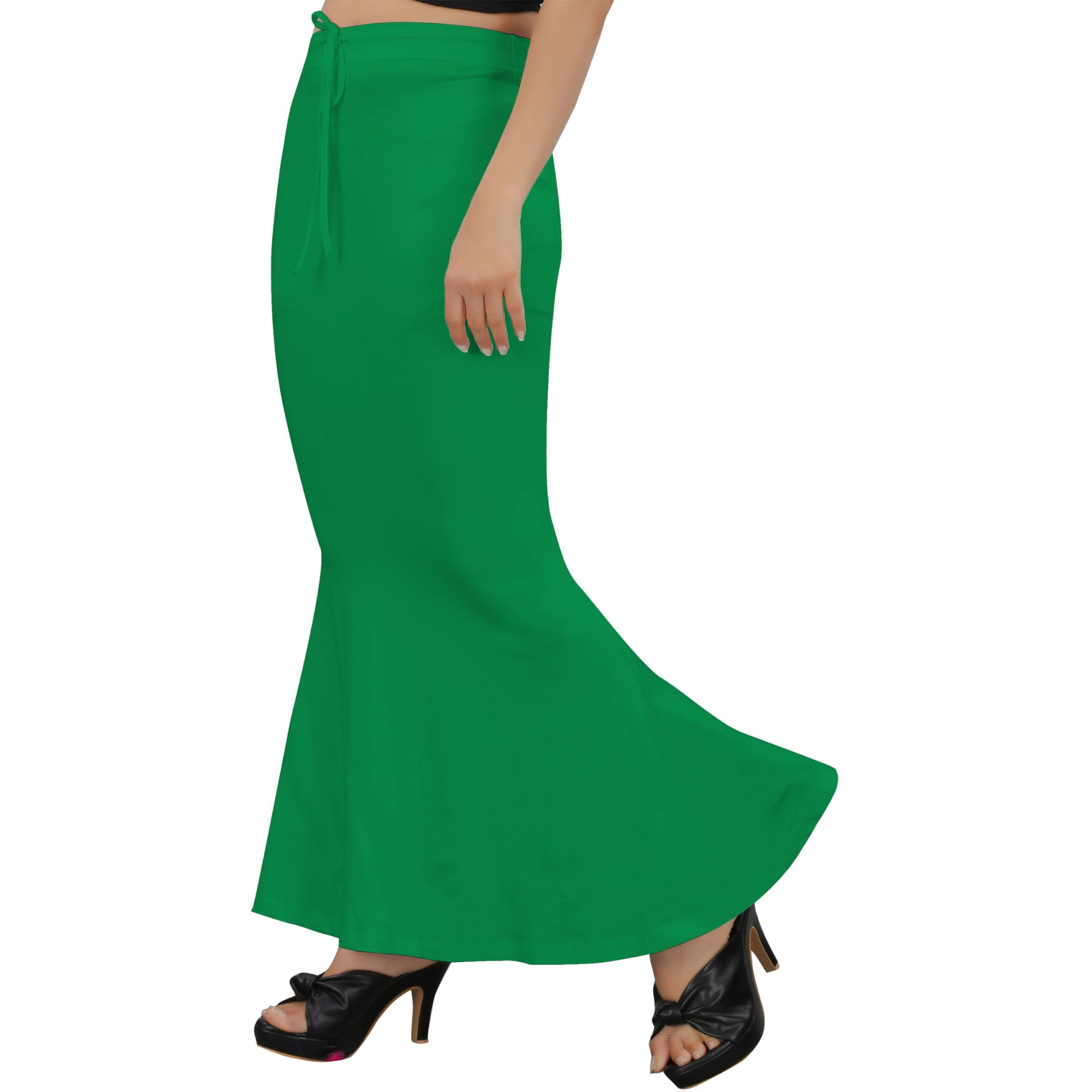 KASHIKAY CREATION Cotton Lycra Saree Shapewear Petticoat for Women, Stretchable Saree Shaper Petticoat Inskirt, Shape wear Dress for Saree, Skirts (XXX-Large, Green)
