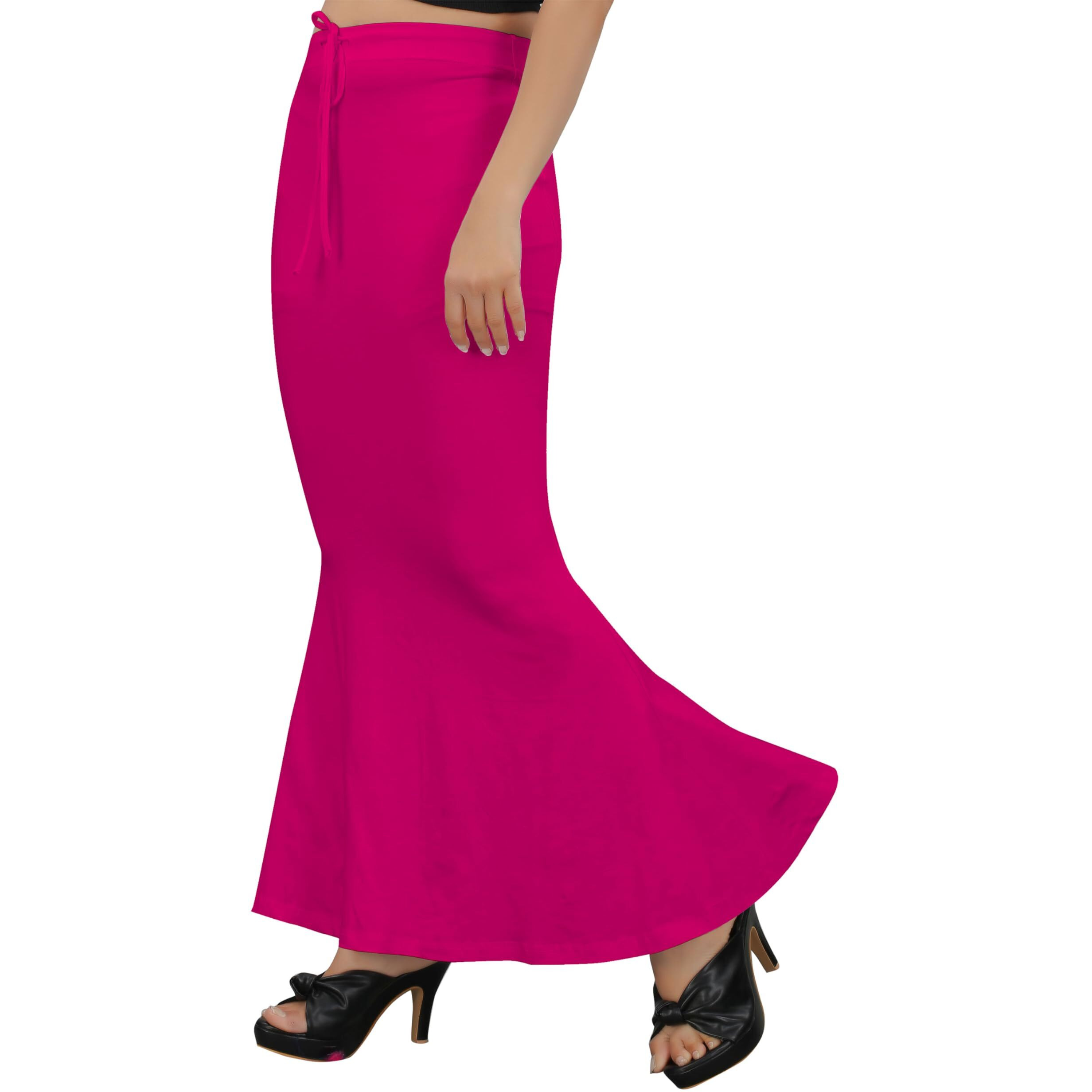 KASHIKAY CREATION Cotton Lycra Saree Shapewear Petticoat for Women, Stretchable Saree Shaper Petticoat Inskirt, Shape wear Dress for Saree, Skirts (Medium, Rani Pink)