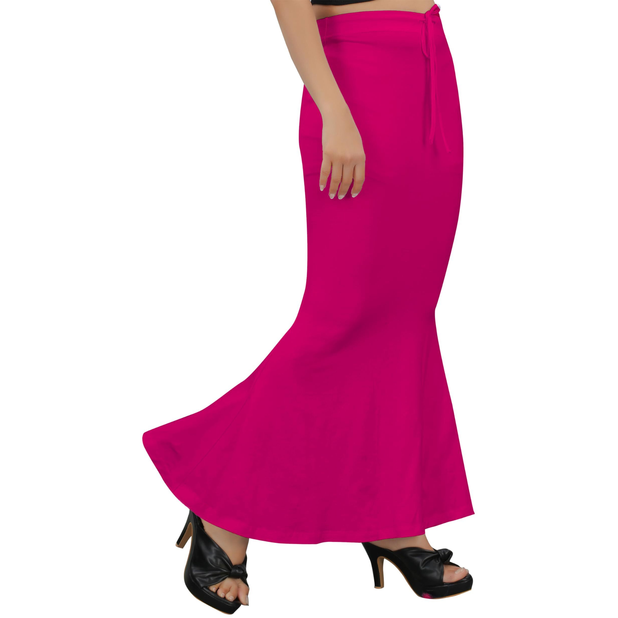 KASHIKAY CREATION Cotton Lycra Saree Shapewear Petticoat for Women, Stretchable Saree Shaper Petticoat Inskirt, Shape wear Dress for Saree, Skirts (Medium, Rani Pink)