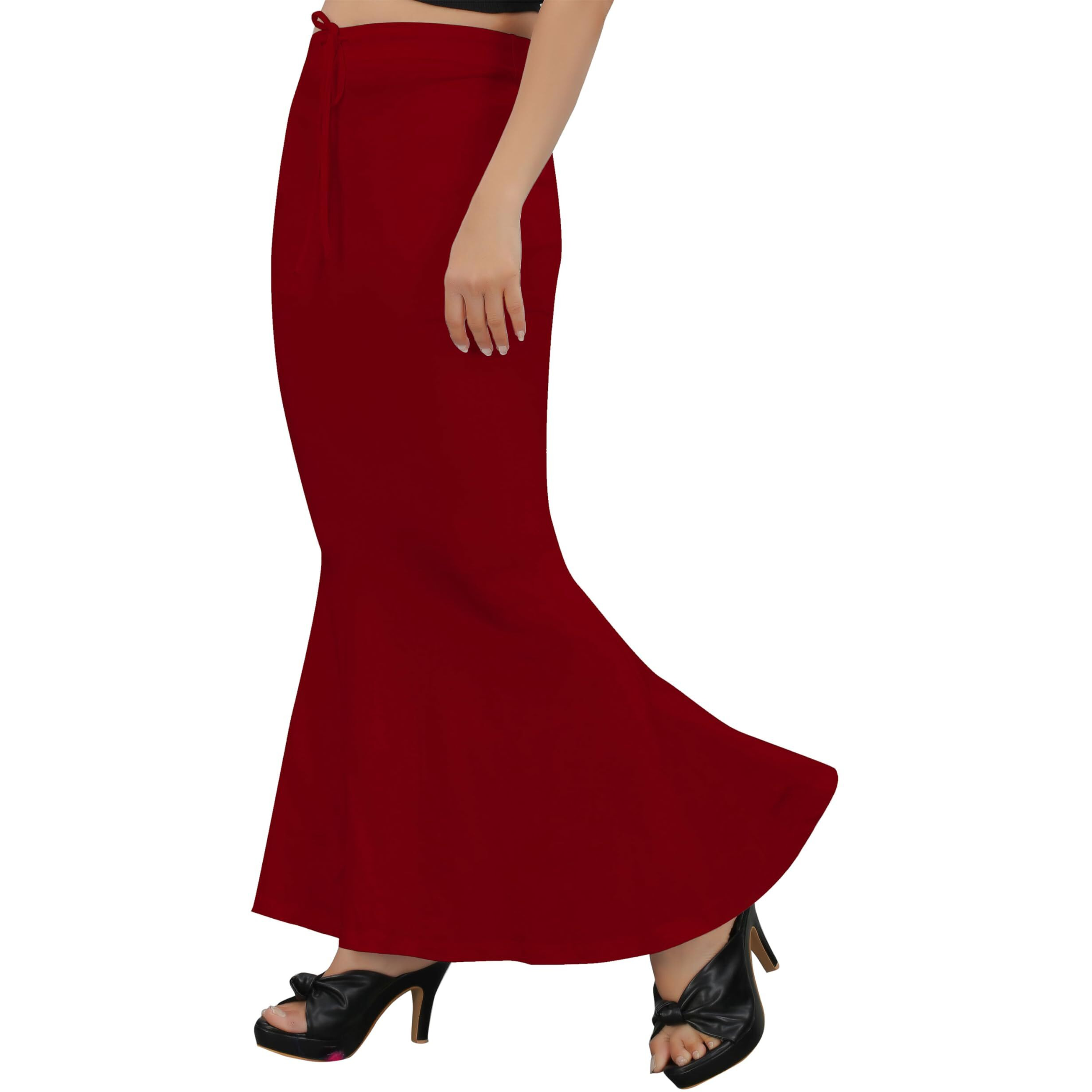 KASHIKAY CREATION Cotton Lycra Saree Shapewear Petticoat for Women, Stretchable Saree Shaper Petticoat Inskirt, Shape wear Dress for Saree, Skirts (Large, Maroon)