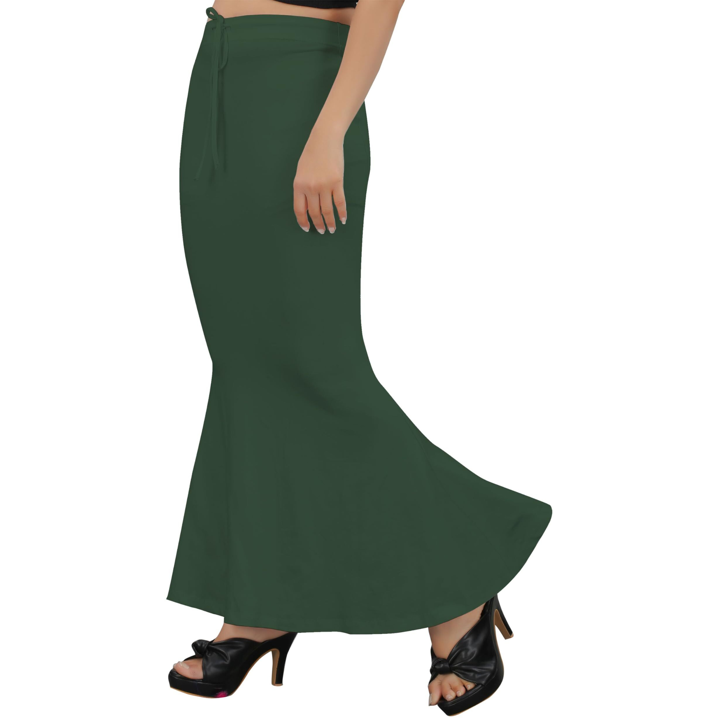 KASHIKAY CREATION Cotton Lycra Saree Shapewear Petticoat for Women, Stretchable Saree Shaper Petticoat Inskirt, Shape wear Dress for Saree, Skirts (Medium, Bottle Green)