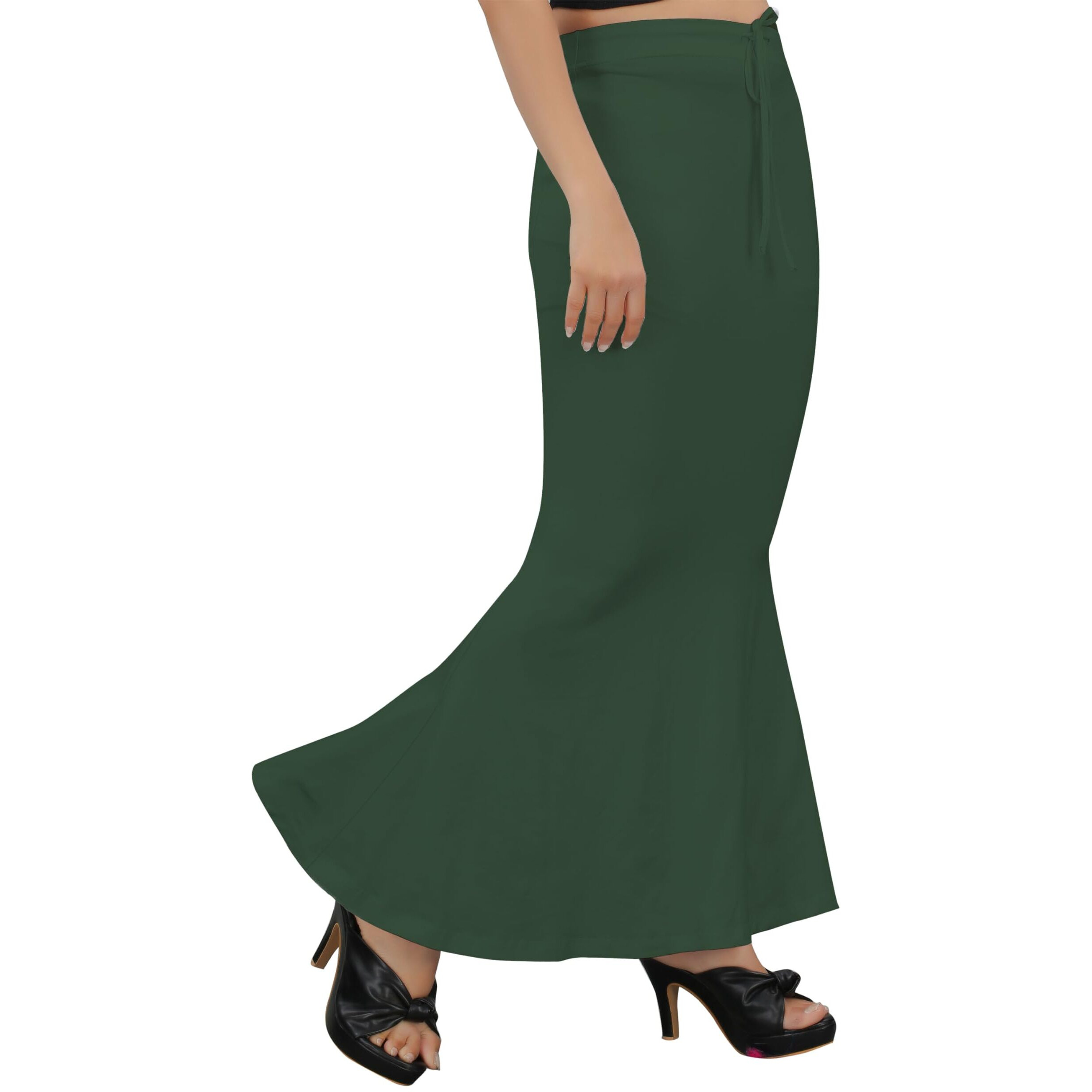 KASHIKAY CREATION Cotton Lycra Saree Shapewear Petticoat for Women, Stretchable Saree Shaper Petticoat Inskirt, Shape wear Dress for Saree, Skirts (Medium, Bottle Green)