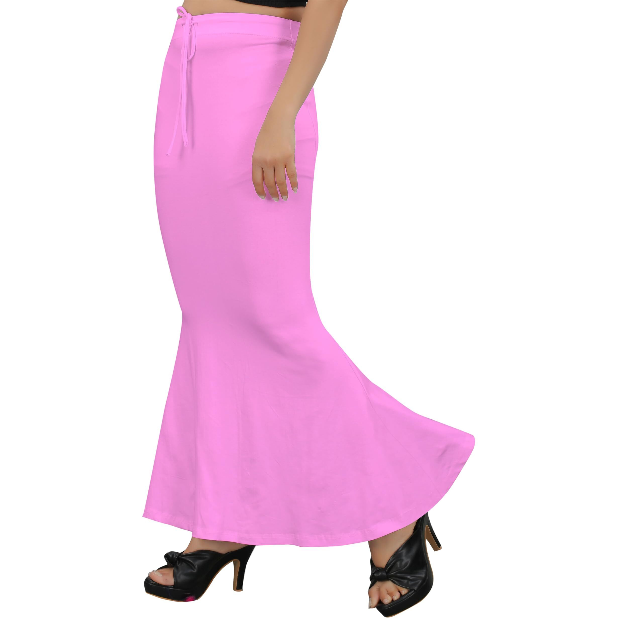KASHIKAY CREATION Cotton Lycra Saree Shapewear Petticoat for Women, Stretchable Saree Shaper Petticoat Inskirt, Shape wear Dress for Saree, Skirts (Medium, Baby Pink)