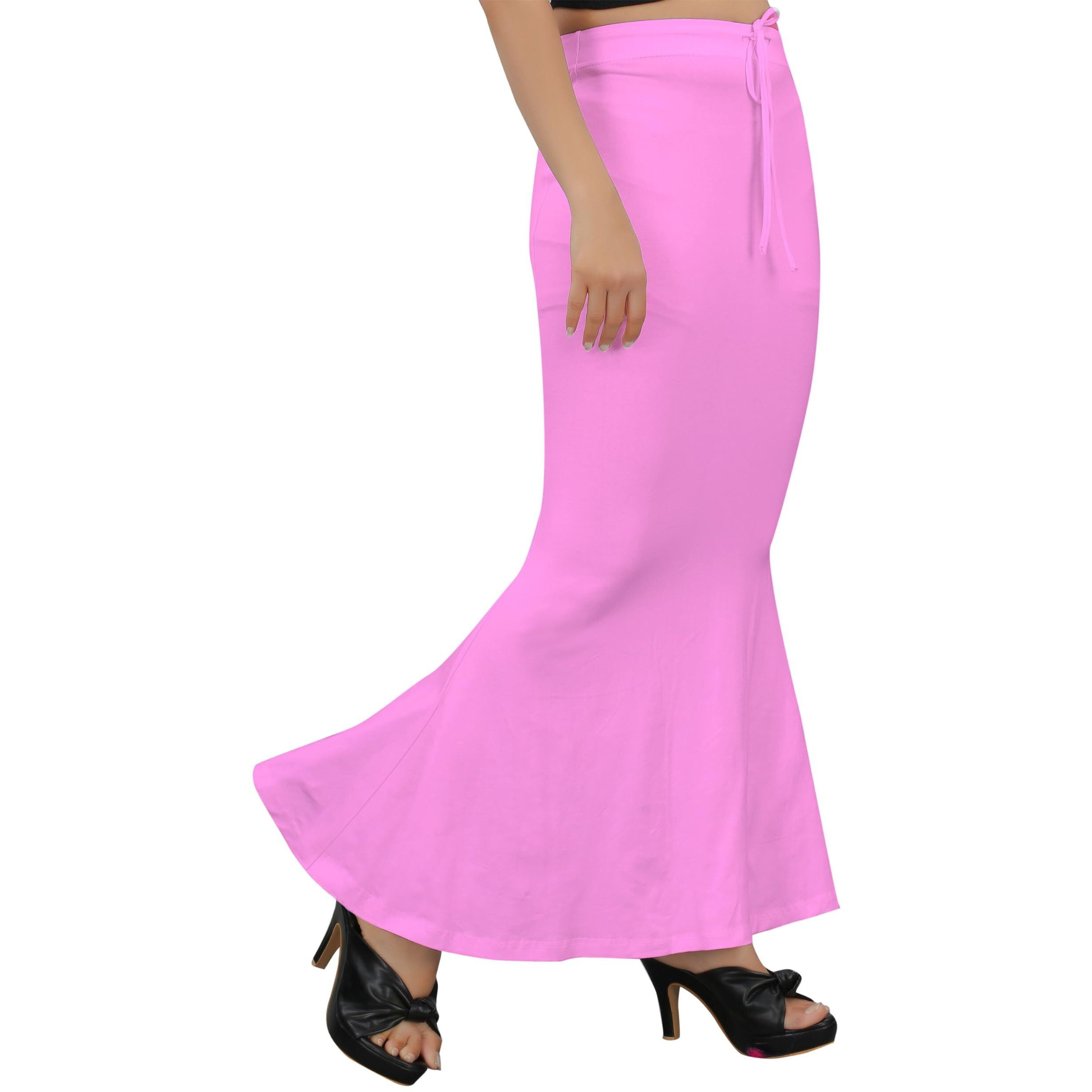 KASHIKAY CREATION Cotton Lycra Saree Shapewear Petticoat for Women, Stretchable Saree Shaper Petticoat Inskirt, Shape wear Dress for Saree, Skirts (Medium, Baby Pink)