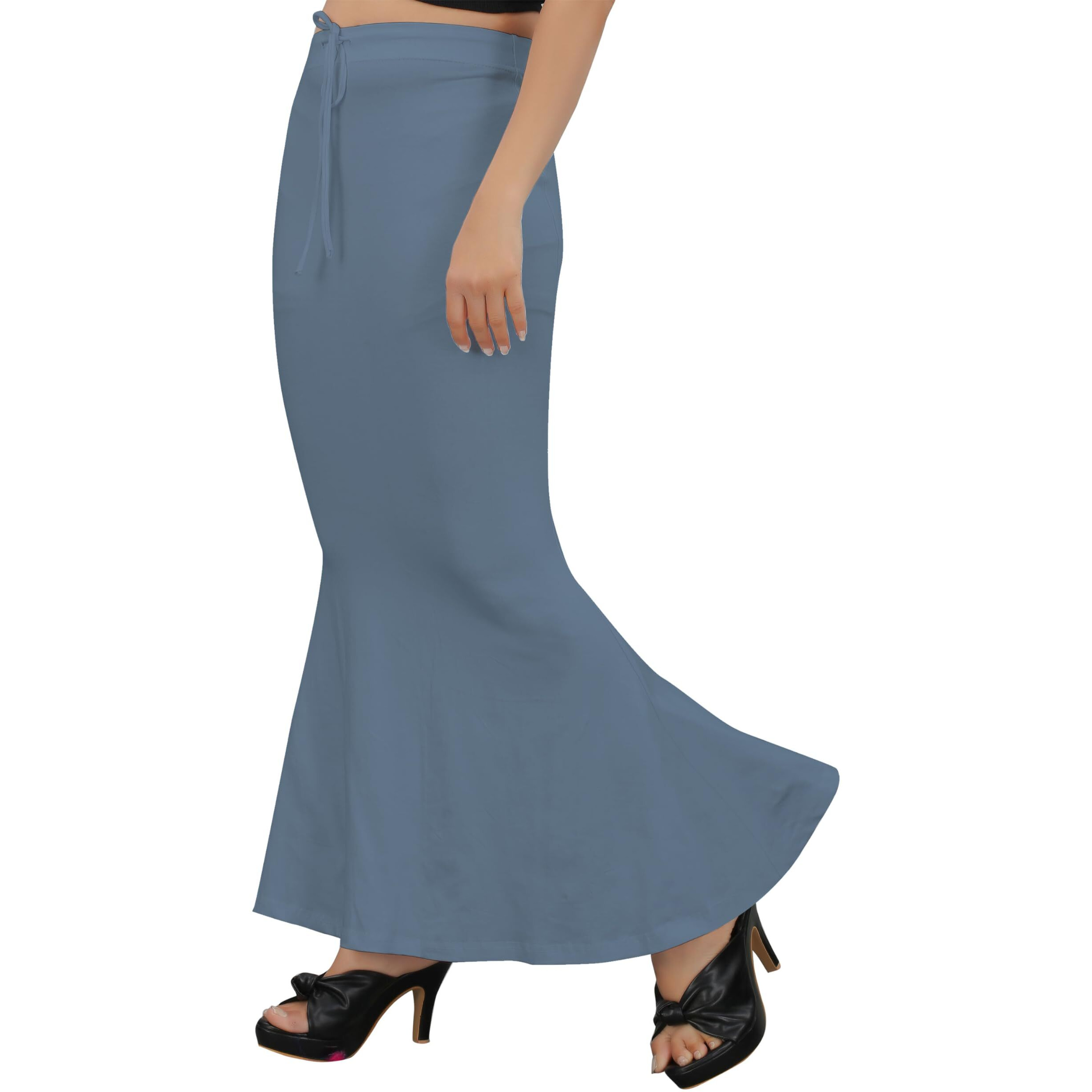 KASHIKAY CREATION Cotton Lycra Saree Shapewear Petticoat for Women, Stretchable Saree Shaper Petticoat Inskirt, Shape wear Dress for Saree, Skirts (Small, Grey)