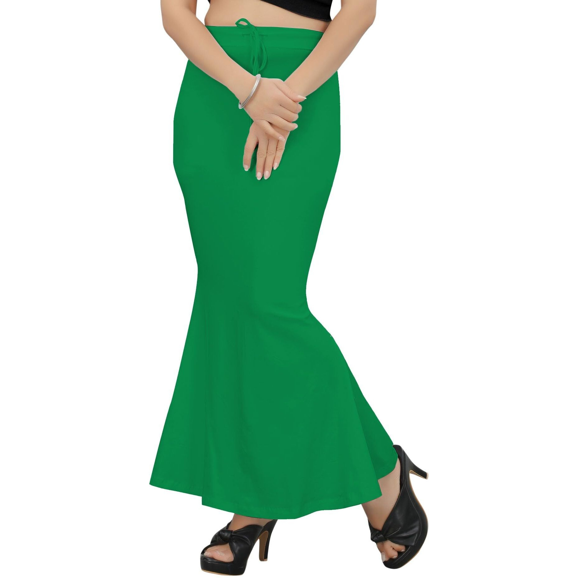 KASHIKAY CREATION Cotton Lycra Saree Shapewear Petticoat for Women, Stretchable Saree Shaper Petticoat Inskirt, Shape wear Dress for Saree, Skirts (Medium, Green)