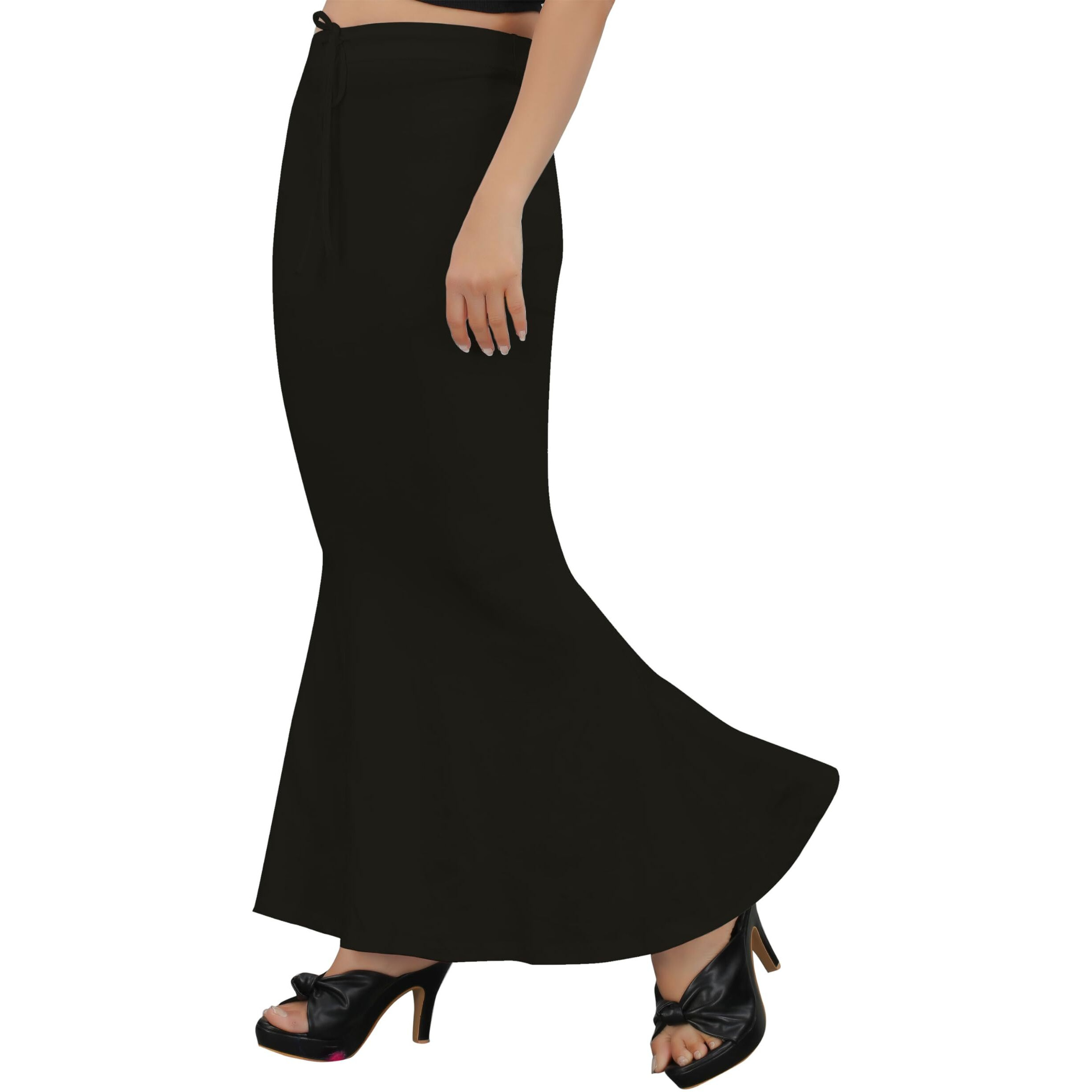 KASHIKAY CREATION Cotton Lycra Saree Shapewear Petticoat for Women, Stretchable Saree Shaper Petticoat Inskirt, Shape wear Dress for Saree, Skirts (Medium, Black)