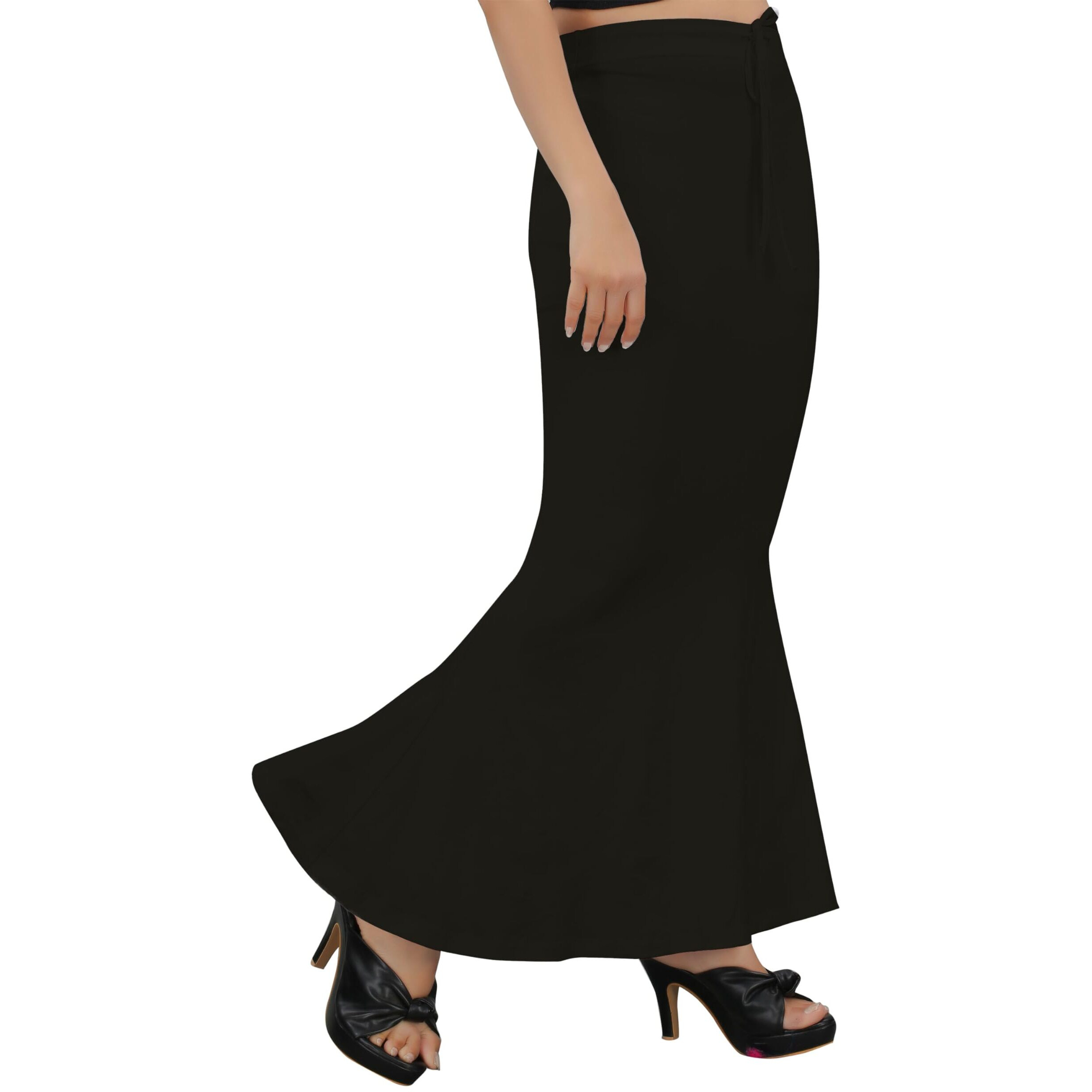 KASHIKAY CREATION Cotton Lycra Saree Shapewear Petticoat for Women, Stretchable Saree Shaper Petticoat Inskirt, Shape wear Dress for Saree, Skirts (Medium, Black)