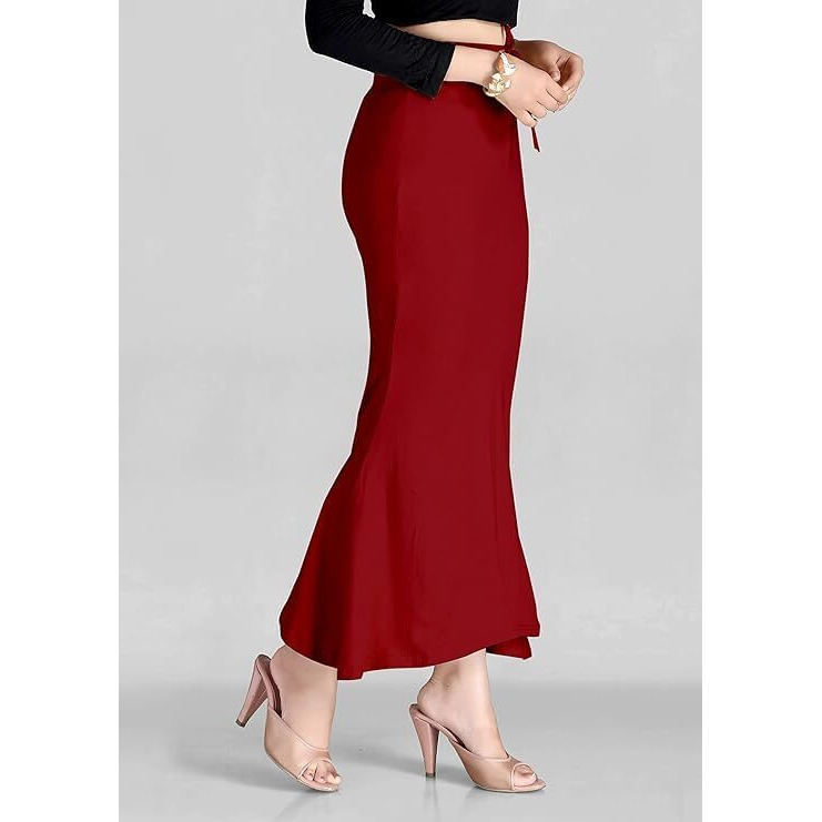 Symvi Cotton Blended Saree Shapewear for Woman (XL, Maroon)