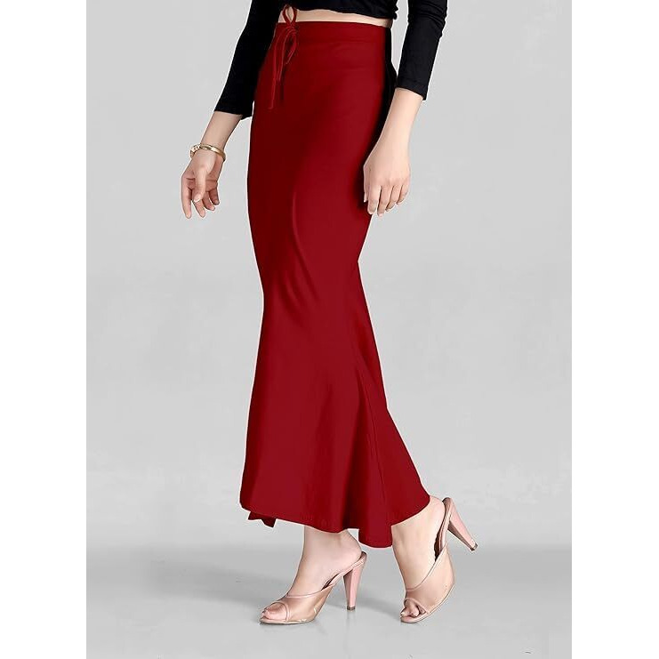 Symvi Cotton Blended Saree Shapewear for Woman (XL, Maroon)