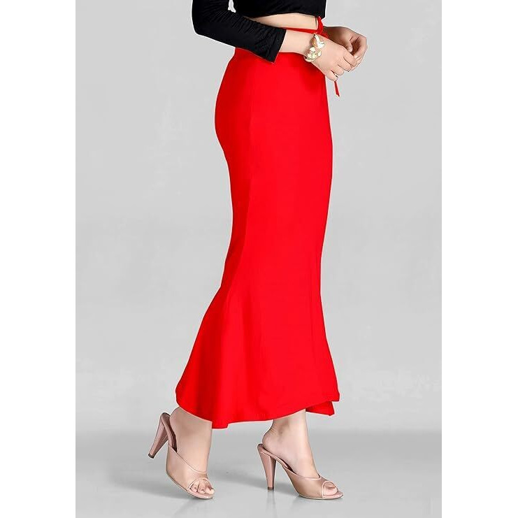 Symvi Cotton Blended Saree Shapewear for Woman (XL, Red)