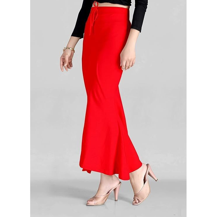 Symvi Cotton Blended Saree Shapewear for Woman (XL, Red)
