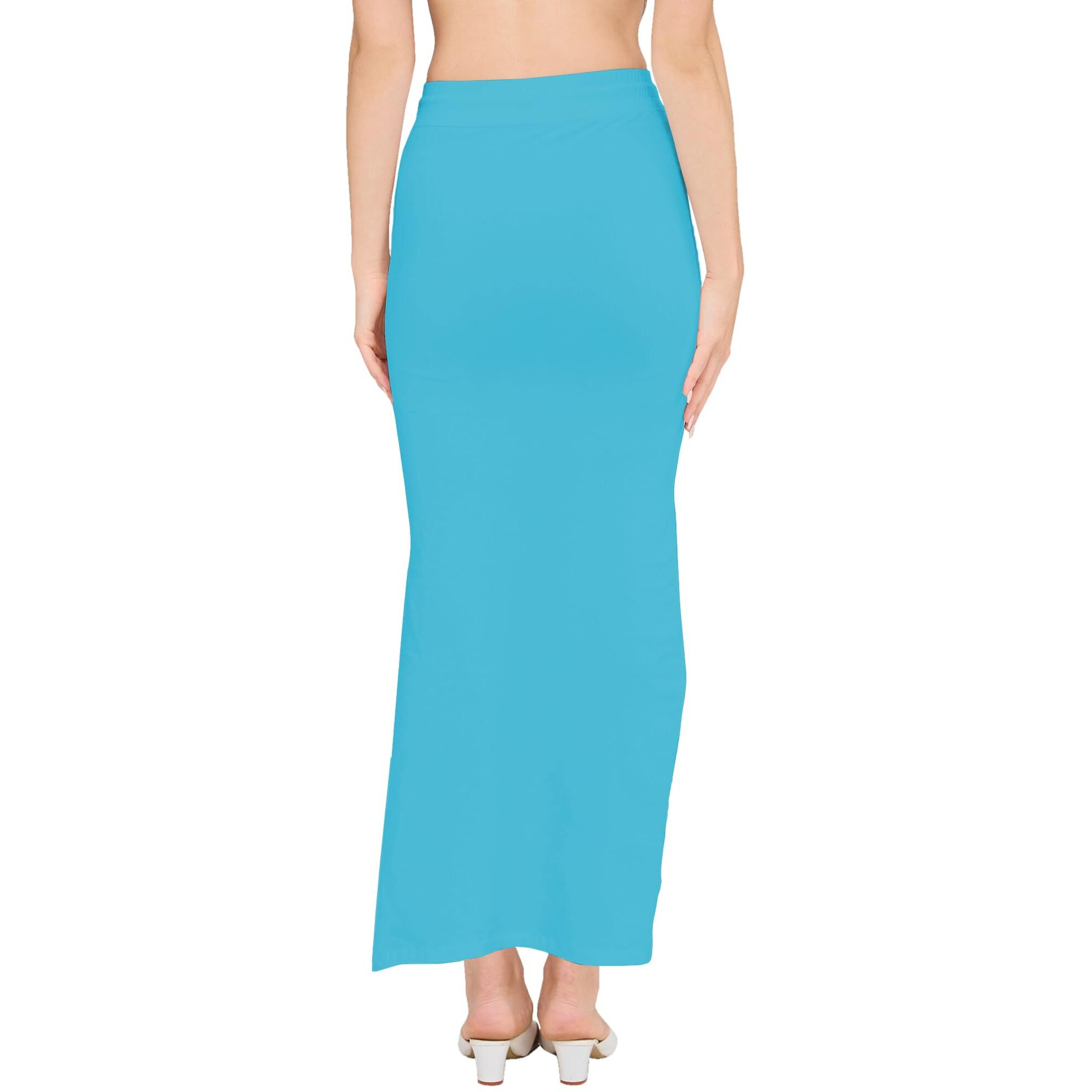 DESI GIRL - Stretchy Cotton Saree Shapewear Petticoat for Women | Fishcut Petticoat with Side Slit for Easy Movement | Shape Wear for Sarees | Petticoat with Drawstring | Sky Blue | M