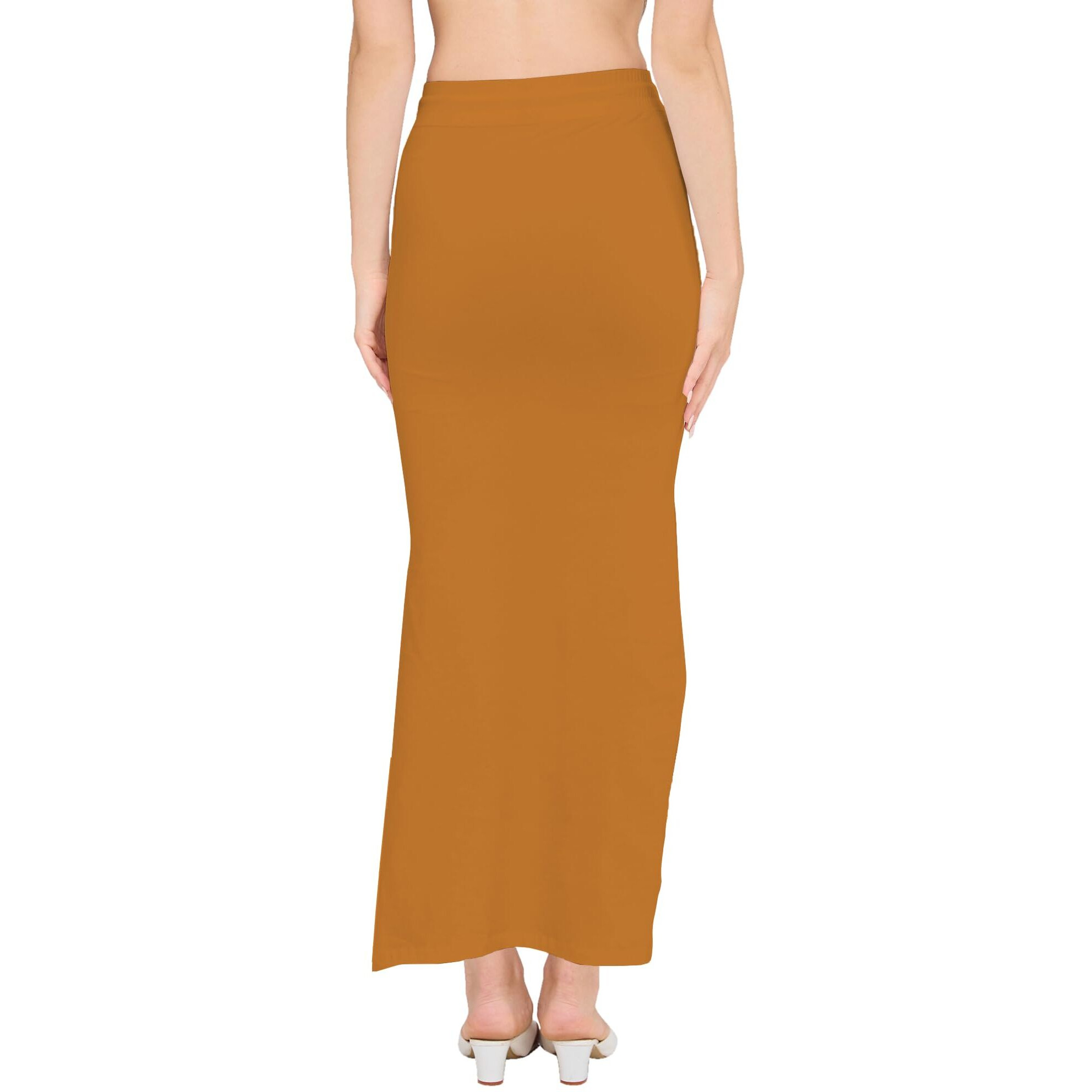 DESI GIRL - Stretchy Cotton Saree Shapewear Petticoat for Women | Fishcut Petticoat with Side Slit for Easy Movement | Shape Wear for Sarees | Petticoat with Drawstring | Honey | S