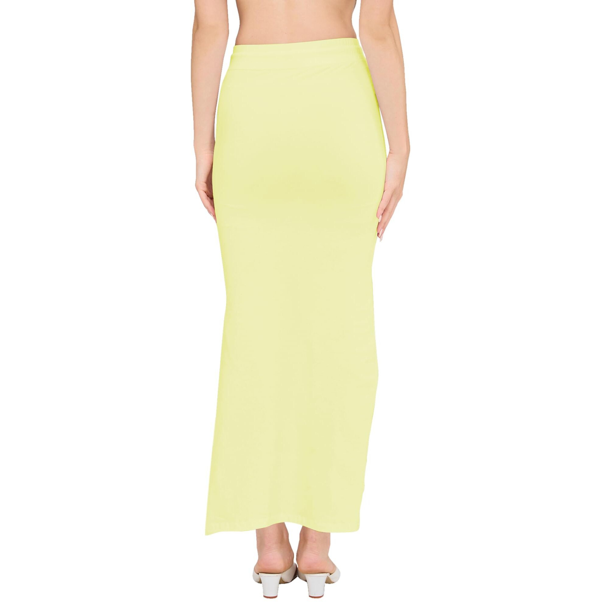 DESI GIRL - Stretchy Cotton Saree Shapewear Petticoat for Women | Fishcut Petticoat with Side Slit for Easy Movement | Shape Wear for Sarees | Petticoat with Drawstring | LT.Yellow | 2XL