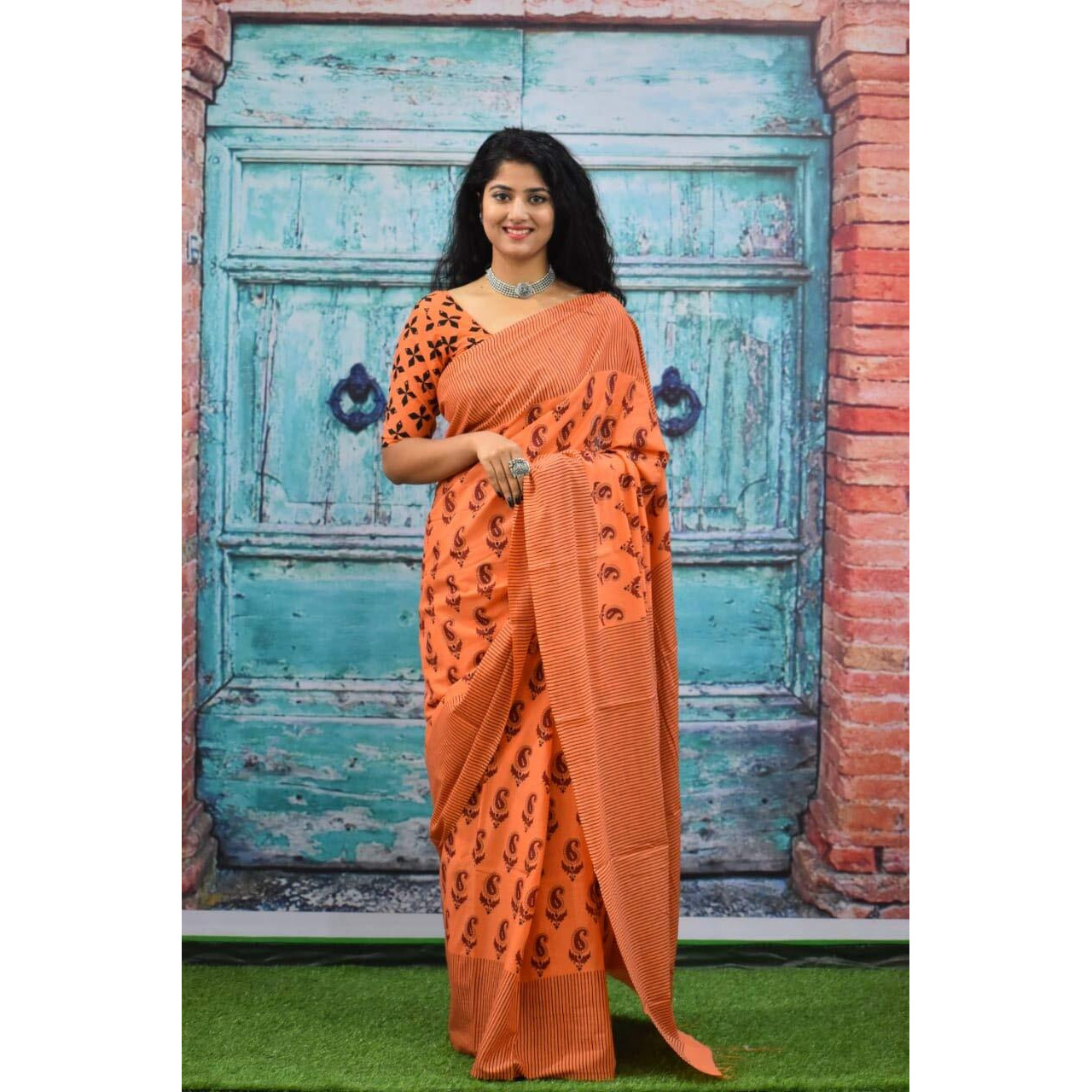 Kiaaron Womens Hand Block Kalamkari Batik Bagru Jaipuri Ikat Printed Handloom Pure Cotton Mulmul Traditional Ethnic Cotton Sarees With Printed Blouse Piece - White