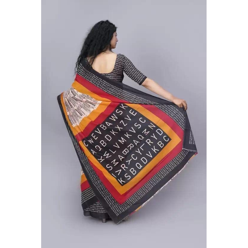 Kiaaron Handicrafts Jaipuri Ikat Hand Block Print Womens Cotton Mulmul Saree with Blouse Piece -Peach_0071