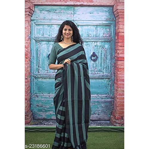 Kiaaron Womens Hand Block Kalamkari Batik Bagru Jaipuri Ikat Printed Handloom Pure Cotton Mulmul Traditional Ethnic Cotton Sarees With Printed Blouse Piece - Blue
