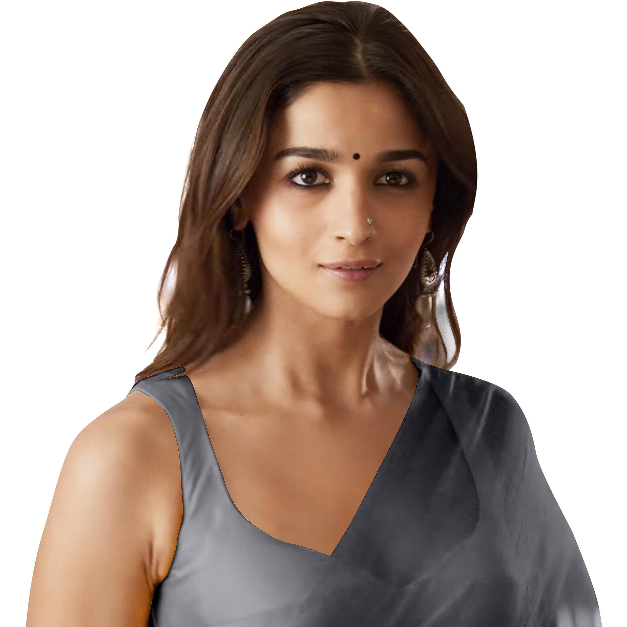 Sidhidata Womens Plain Pure Georgette Saree With Unstitched Blouse Piece (Rocky Aur Rani Ki Prem Kahani Alia Bhatt Saree) (Grey)