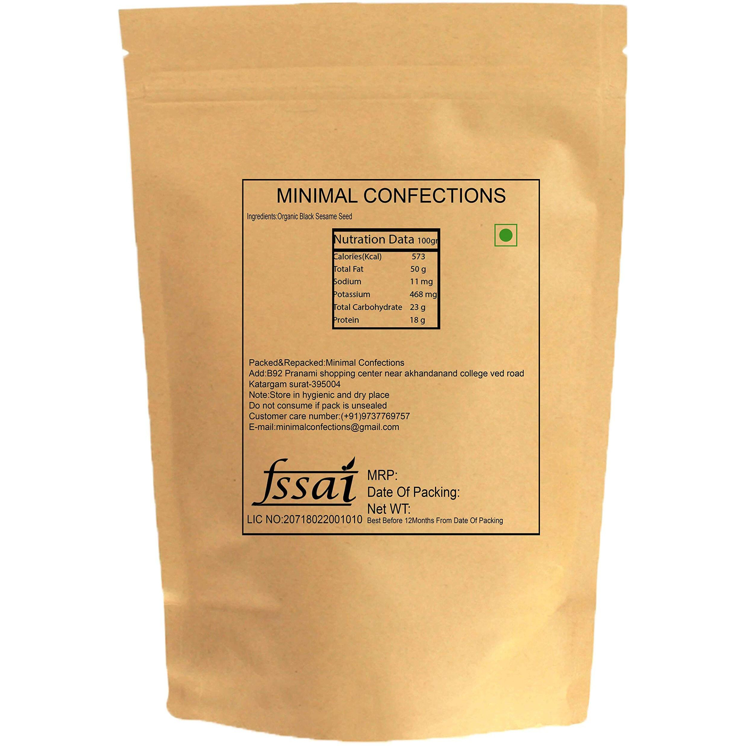 Minimal Raw Organic Black Sesame Seeds 900gm - Til Seeds for Eating Organic Black Gingelly Oil Seeds ( Kaale Til for Weight Loss And Eating Unhulled )