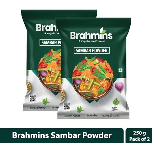 Brahmins Sambar Powder  A Vegetarian Promise| Mixed Masala for Sambar Preparation| 100% Vegetarian| 250g x 2| 500 g