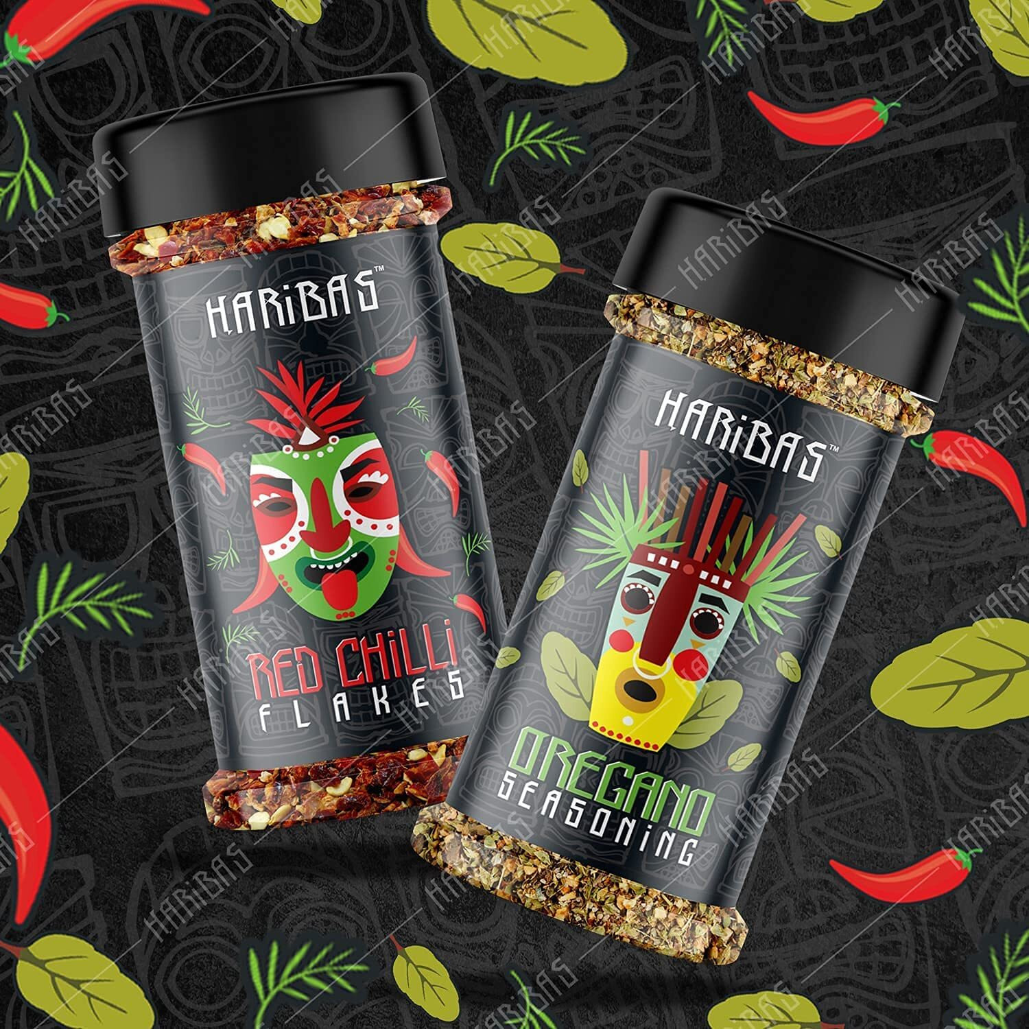 HARIBAS Combo Of Red Chilli Flakes&Oregano Sprinkler,100Gram Each,Natural Ingredients,Chilli Flakes&Oregano Seasonings 100% Pure,Vegetarian Pizza,Pasta,Sandwich Uses,Same Taste Every Time