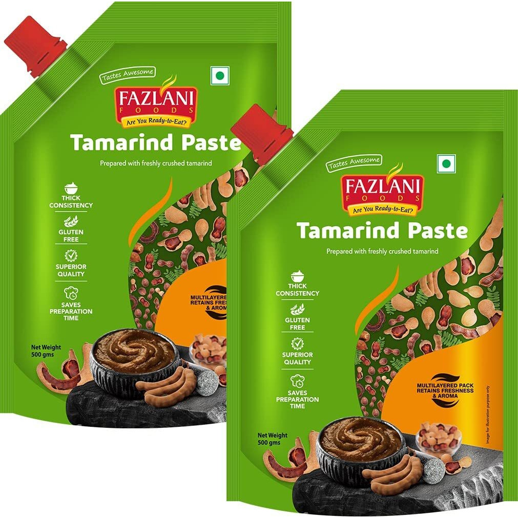 FAZLANI FOODS Fresh Desi Tamarindpaste Ready To Use Thick Coarse For Cooking Paste, Gluten Free, Pack Of 2, 500Gm Each